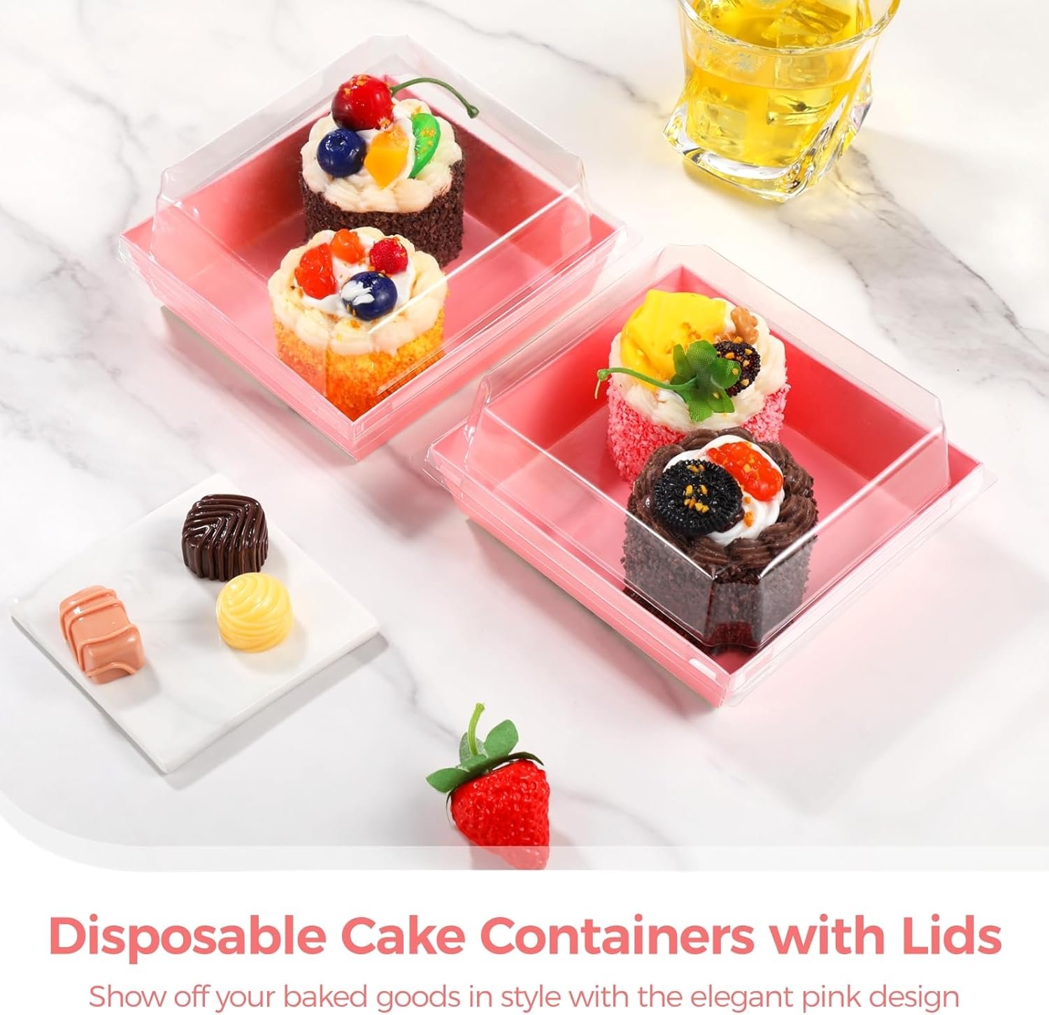Wholesale 150 Pcs Disposable Cake Containers with Lids Charcuterie Boxes Square Pink Dessert Storage Transparent Plastic Covers Includes 1 Roll Cotton String for Easy Packaging Manufacturer Wholesale 150 Pcs Disposable Cake Containers with Lids Charcuterie Boxes Square Pink Dessert Storage Transparent Plastic Covers Includes 1 Roll Cotton String for Easy Packaging Manufacturer