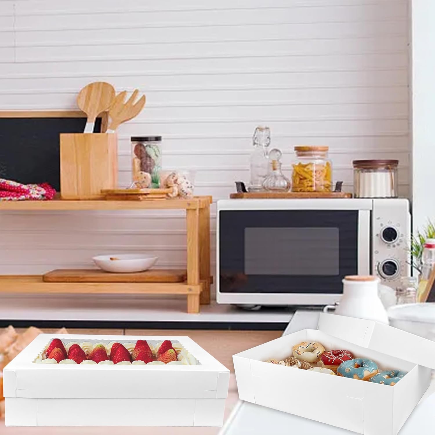 Wholesale 15 PCS 14x10x4 Inch Cake Boxes with Window White Bakery Boxes for Donuts Cookies Desserts Cupcakes Pastries Pies Packaging Manufacturer