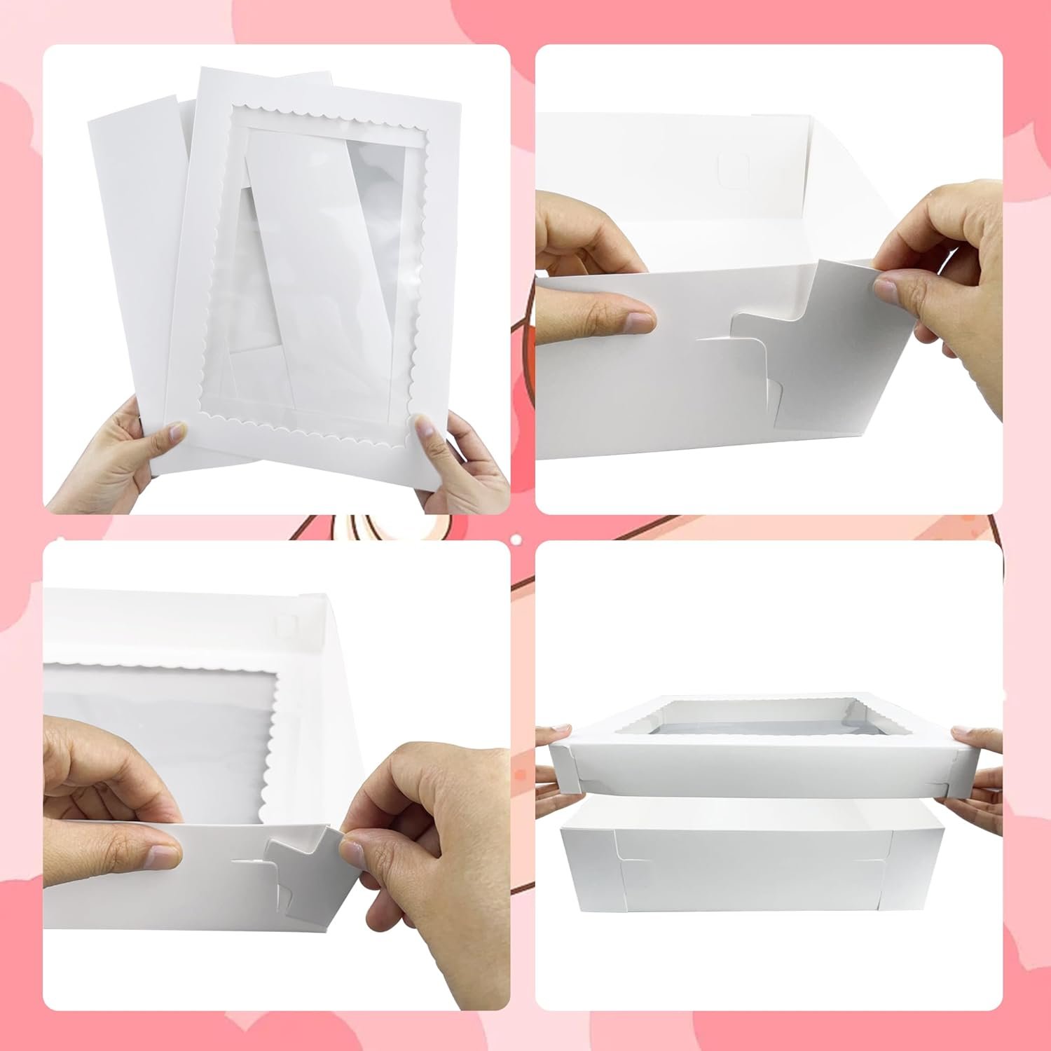 Wholesale 15 PCS 14x10x4 Inch Cake Boxes with Window White Bakery Boxes for Donuts Cookies Desserts Cupcakes Pastries Pies Packaging Manufacturer