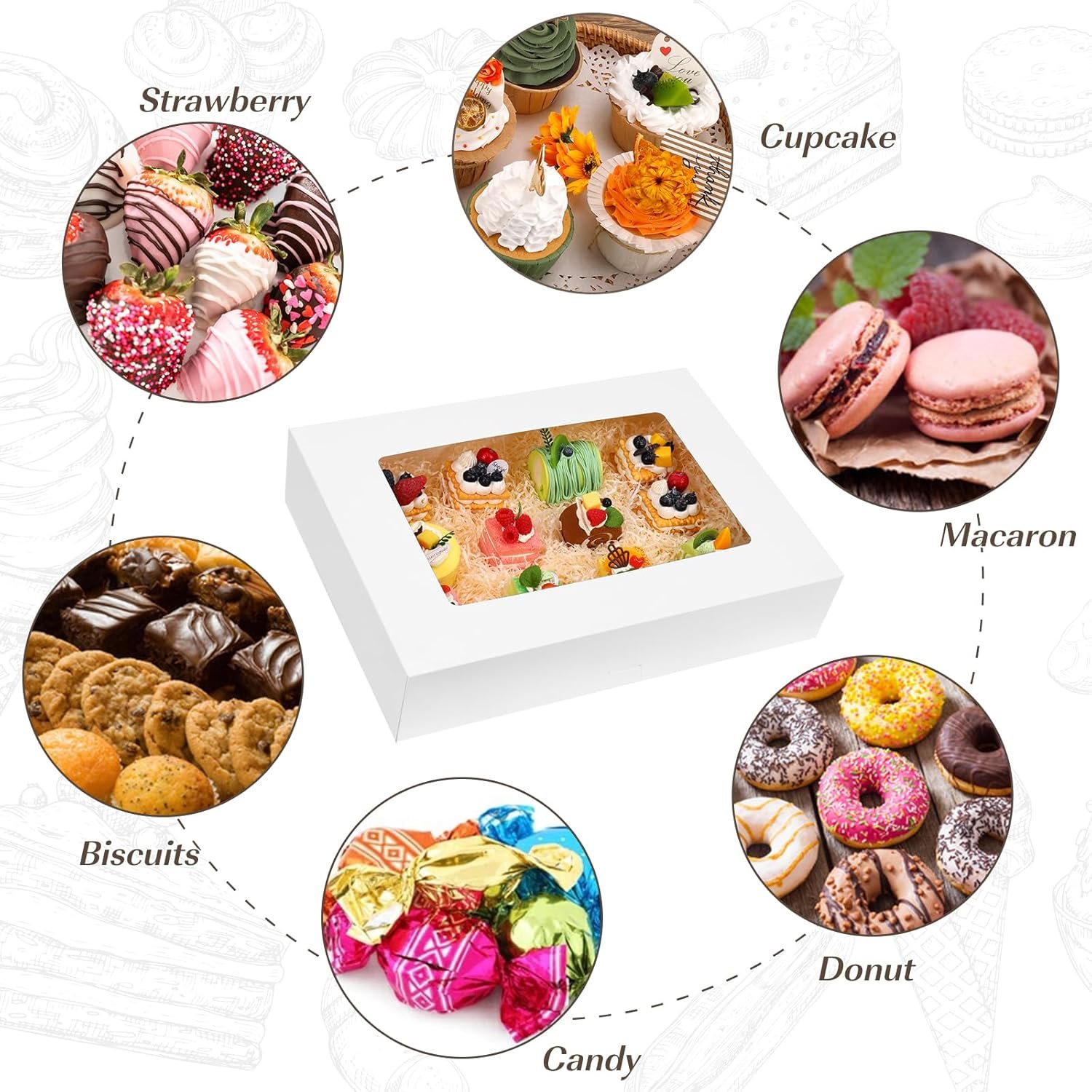 Wholesale 20pcs 19x14x4in White Rectangle Sheet Cake Boxes with Window for Pastry Baking Donuts Cupcakes Pie Packaging Manufacturer