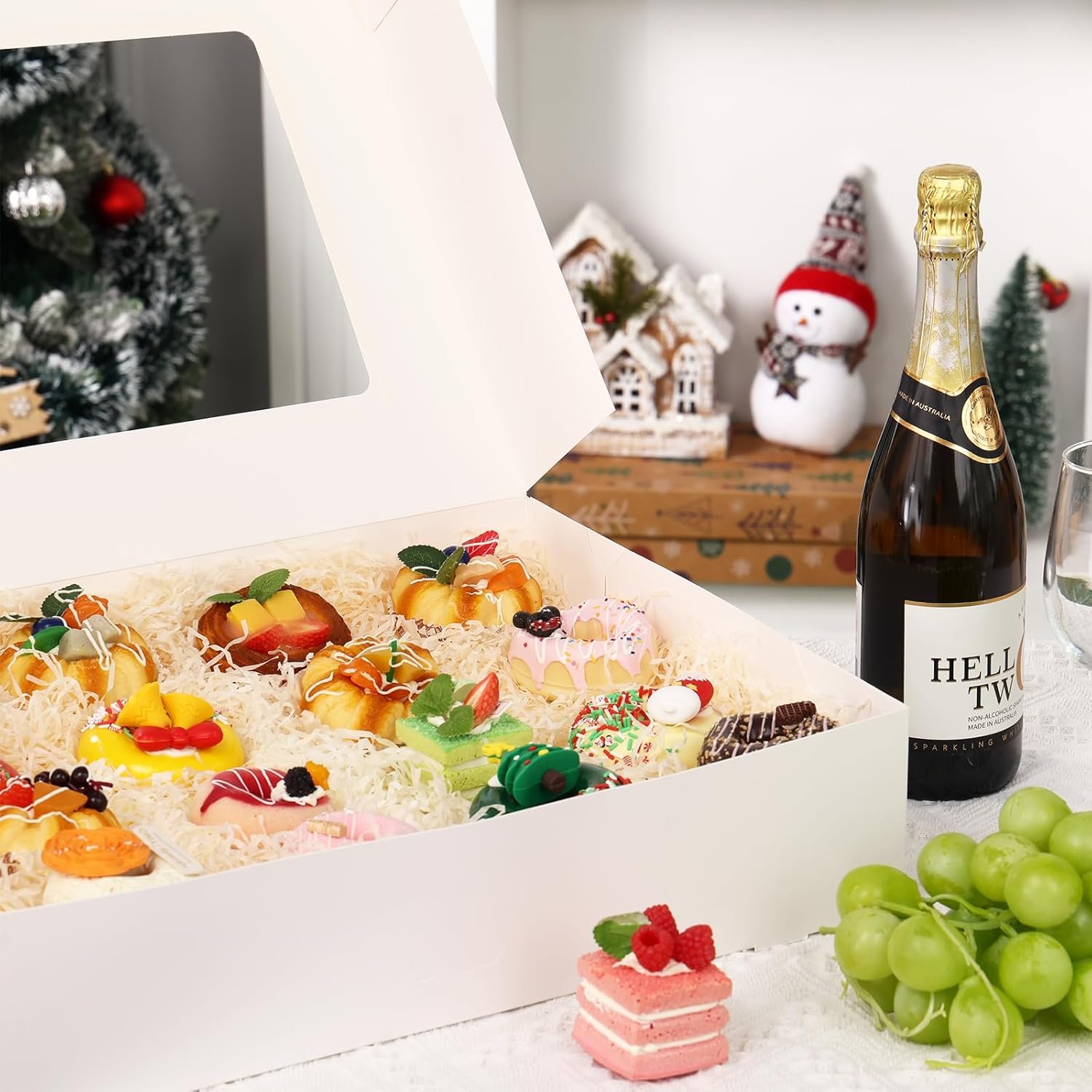 Wholesale 20pcs 19x14x4in White Rectangle Sheet Cake Boxes with Window for Pastry Baking Donuts Cupcakes Pie Packaging Manufacturer