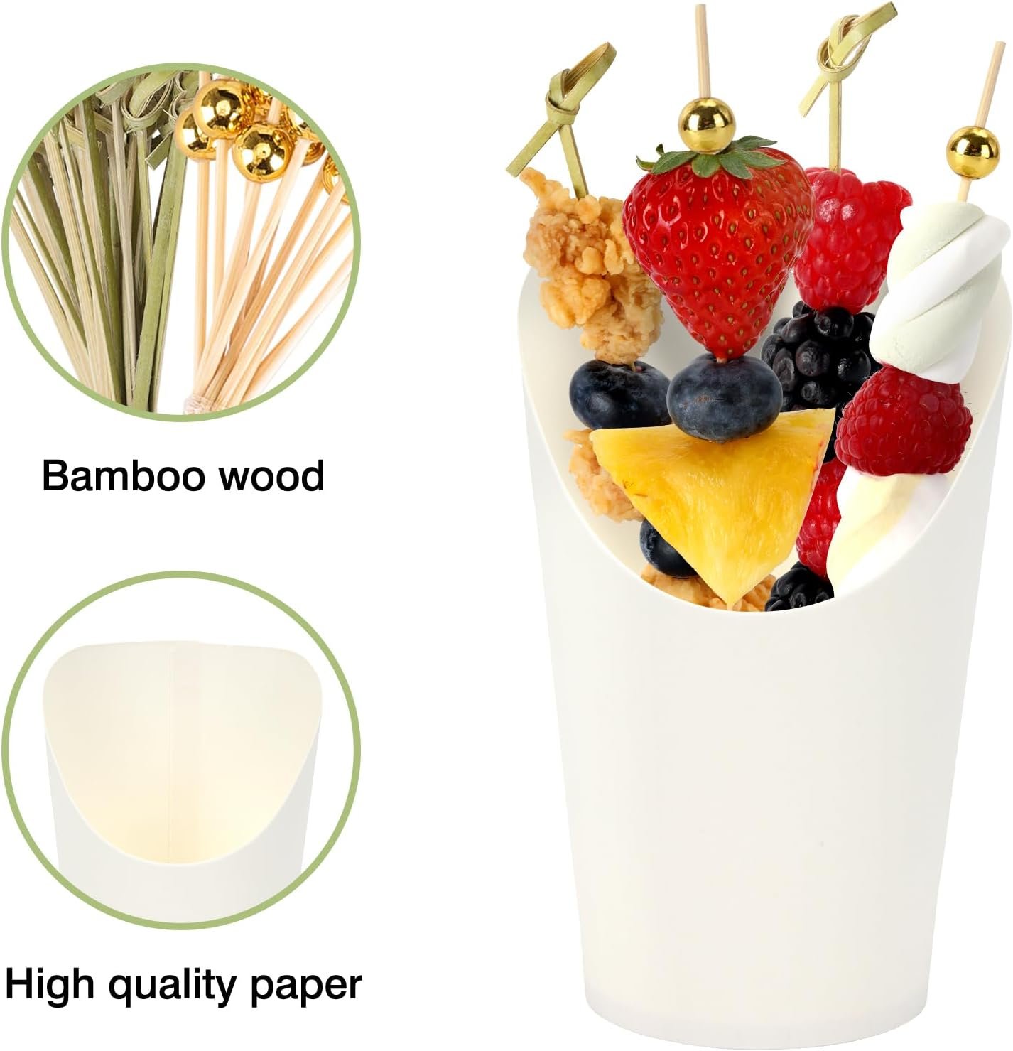 Wholesale 60pcs 12oz Charcuterie Cups with Sticks and 200pcs Cocktail Picks White Disposable Kraft Paper French Fry Holders for Party Appetizers Snacks Desserts Popcorn Manufacturer Wholesale 60pcs 12oz Charcuterie Cups with Sticks and 200pcs Cocktail Picks White Disposable Kraft Paper French Fry Holders for Party Appetizers Snacks Desserts Popcorn Manufacturer
