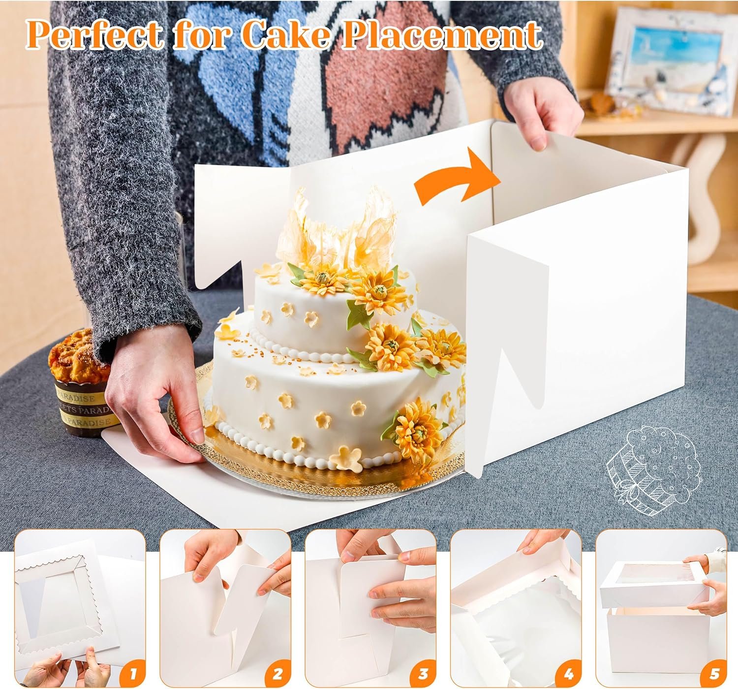 Wholesale 2 Pack 12x12x8 Inch White Cake Boxes with Window Cajas Para Pasteles for Weddings Birthdays Parties Manufacturer Wholesale 2 Pack 12x12x8 Inch White Cake Boxes with Window Cajas Para Pasteles for Weddings Birthdays Parties Manufacturer