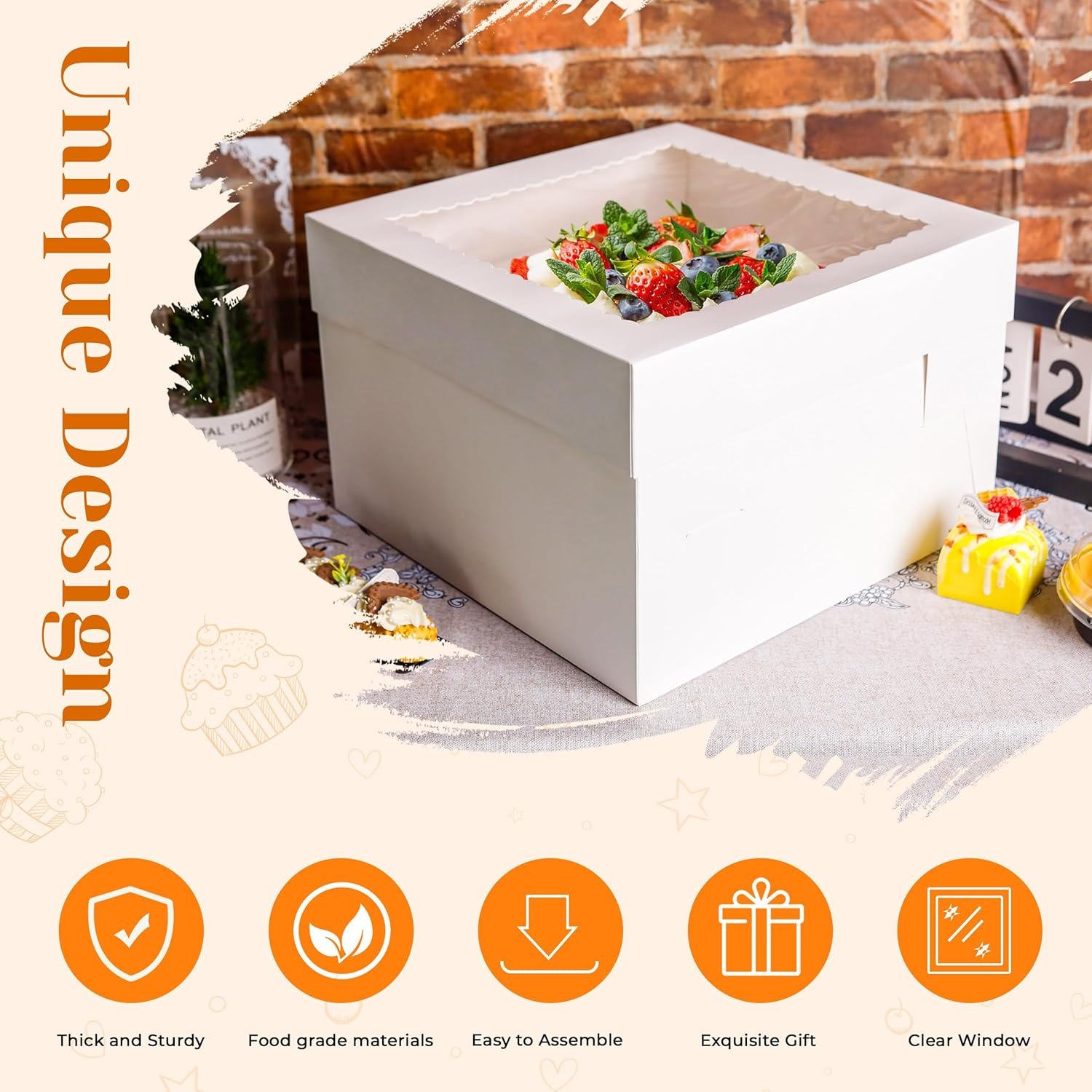 Wholesale 2 Pack 12x12x8 Inch White Cake Boxes with Window Cajas Para Pasteles for Weddings Birthdays Parties Manufacturer Wholesale 2 Pack 12x12x8 Inch White Cake Boxes with Window Cajas Para Pasteles for Weddings Birthdays Parties Manufacturer