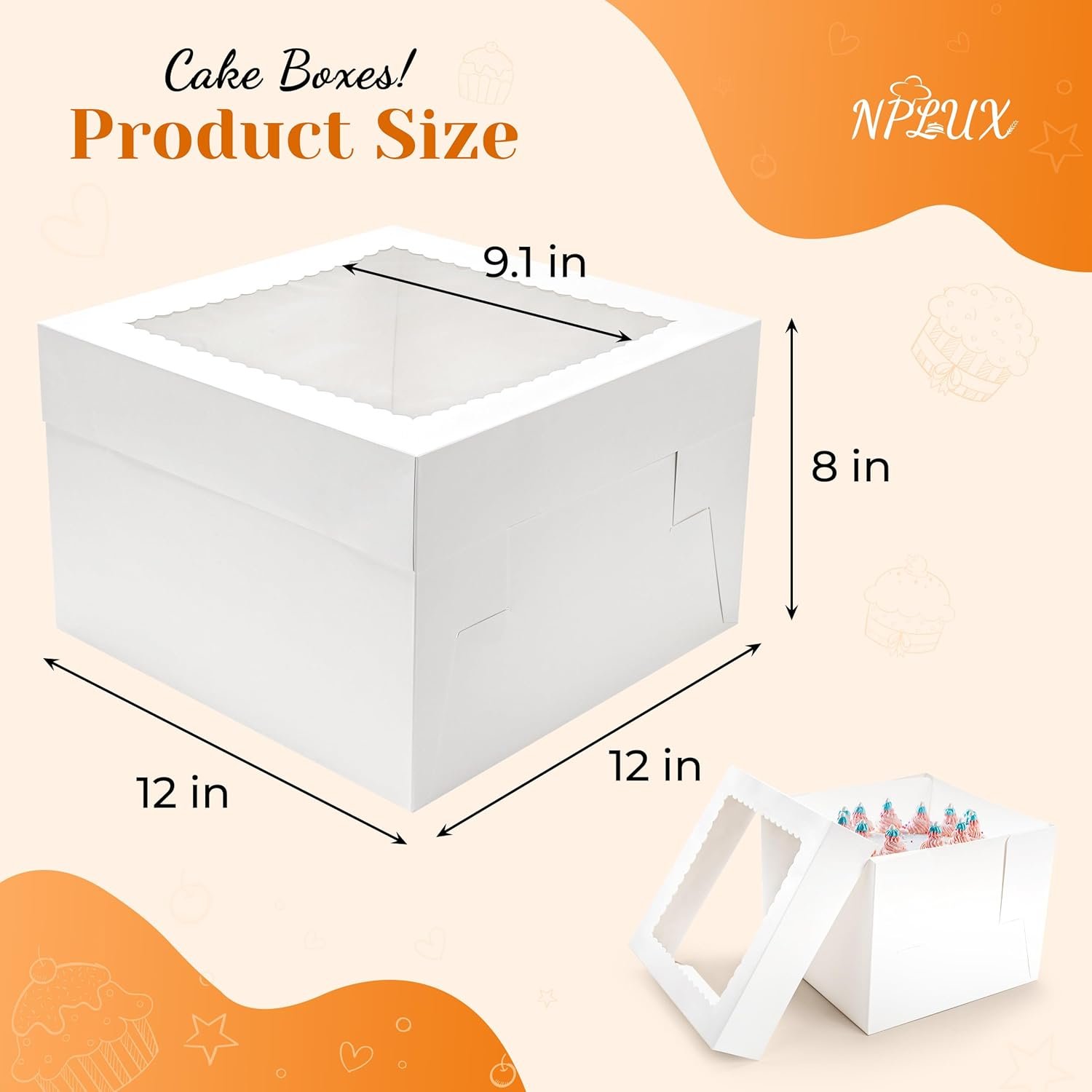 Wholesale 2 Pack 12x12x8 Inch White Cake Boxes with Window Cajas Para Pasteles for Weddings Birthdays Parties Manufacturer Wholesale 2 Pack 12x12x8 Inch White Cake Boxes with Window Cajas Para Pasteles for Weddings Birthdays Parties Manufacturer
