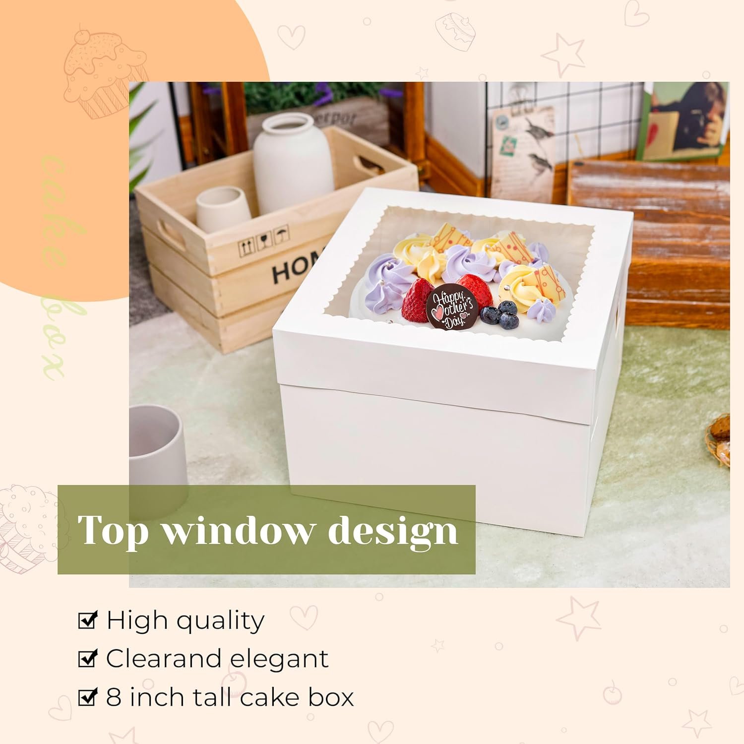 Wholesale 2 Pack 12x12x8 Inch White Cake Boxes with Window Cajas Para Pasteles for Weddings Birthdays Parties Manufacturer Wholesale 2 Pack 12x12x8 Inch White Cake Boxes with Window Cajas Para Pasteles for Weddings Birthdays Parties Manufacturer