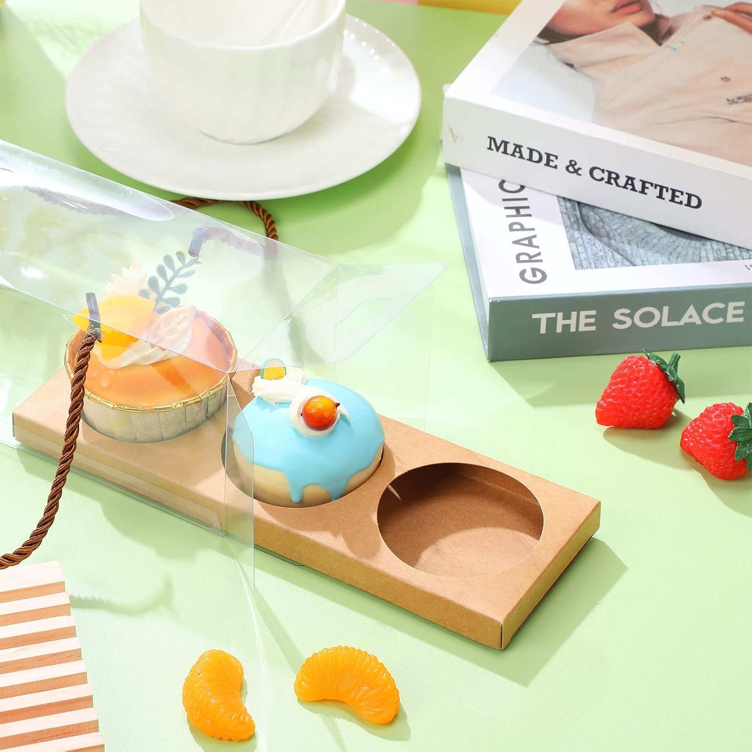 Wholesale 20 Pcs 9 x 3 x 3 Inch Clear Cupcake Boxes with Handles and 3-Count Inserts Portable Pastry Packaging for Cupcakes Muffins Bakery Containers Mothers Day Wedding Party (Brown) Manufacturer