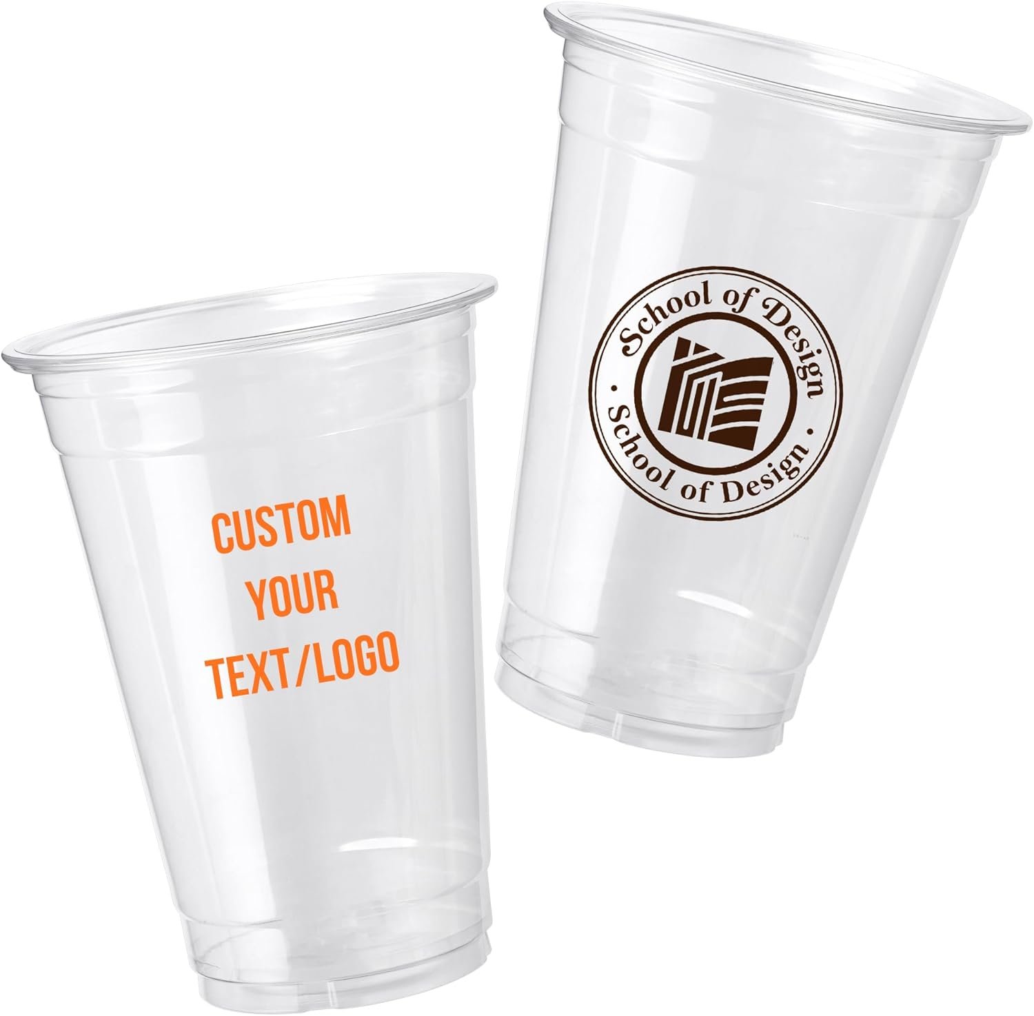 OEM Custom Plastic Cups 12/16oz 100 Pack Personalized Clear for Parties Business Branding Events Weddings Manufacturer