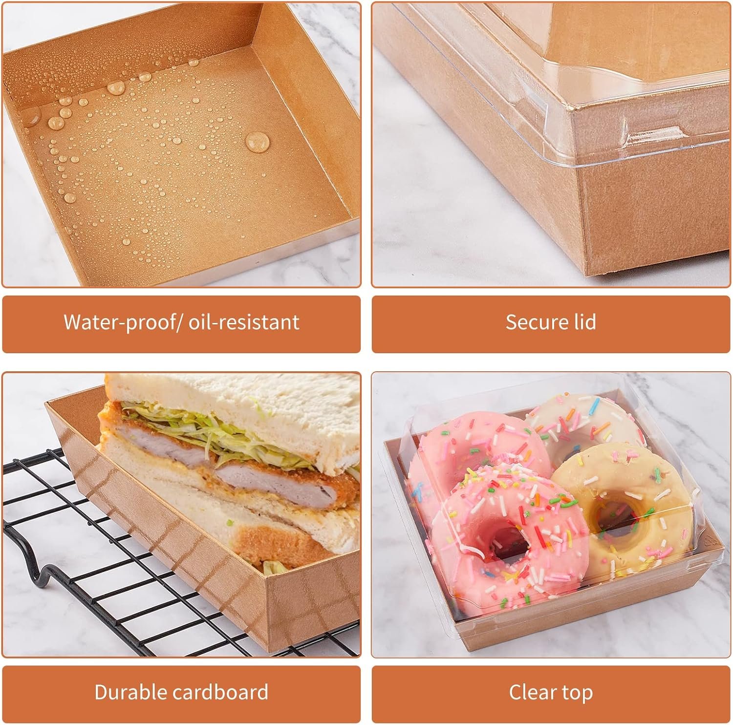Wholesale Small 5-Inch Charcuterie Boxes with Clear Lids Disposable Paper Food Containers for Bakery Desserts Sandwiches Cookies Pastries Cake Slices Brown 50ct Manufacturer Wholesale Small 5-Inch Charcuterie Boxes with Clear Lids Disposable Paper Food Containers for Bakery Desserts Sandwiches Cookies Pastries Cake Slices Brown 50ct Manufacturer