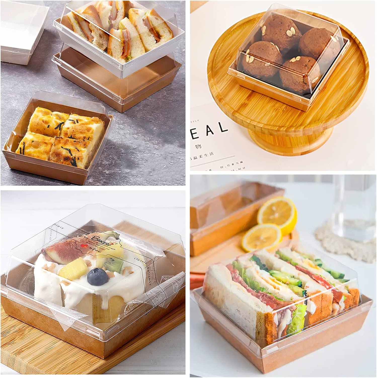Wholesale Small 5-Inch Charcuterie Boxes with Clear Lids Disposable Paper Food Containers for Bakery Desserts Sandwiches Cookies Pastries Cake Slices Brown 50ct Manufacturer Wholesale Small 5-Inch Charcuterie Boxes with Clear Lids Disposable Paper Food Containers for Bakery Desserts Sandwiches Cookies Pastries Cake Slices Brown 50ct Manufacturer