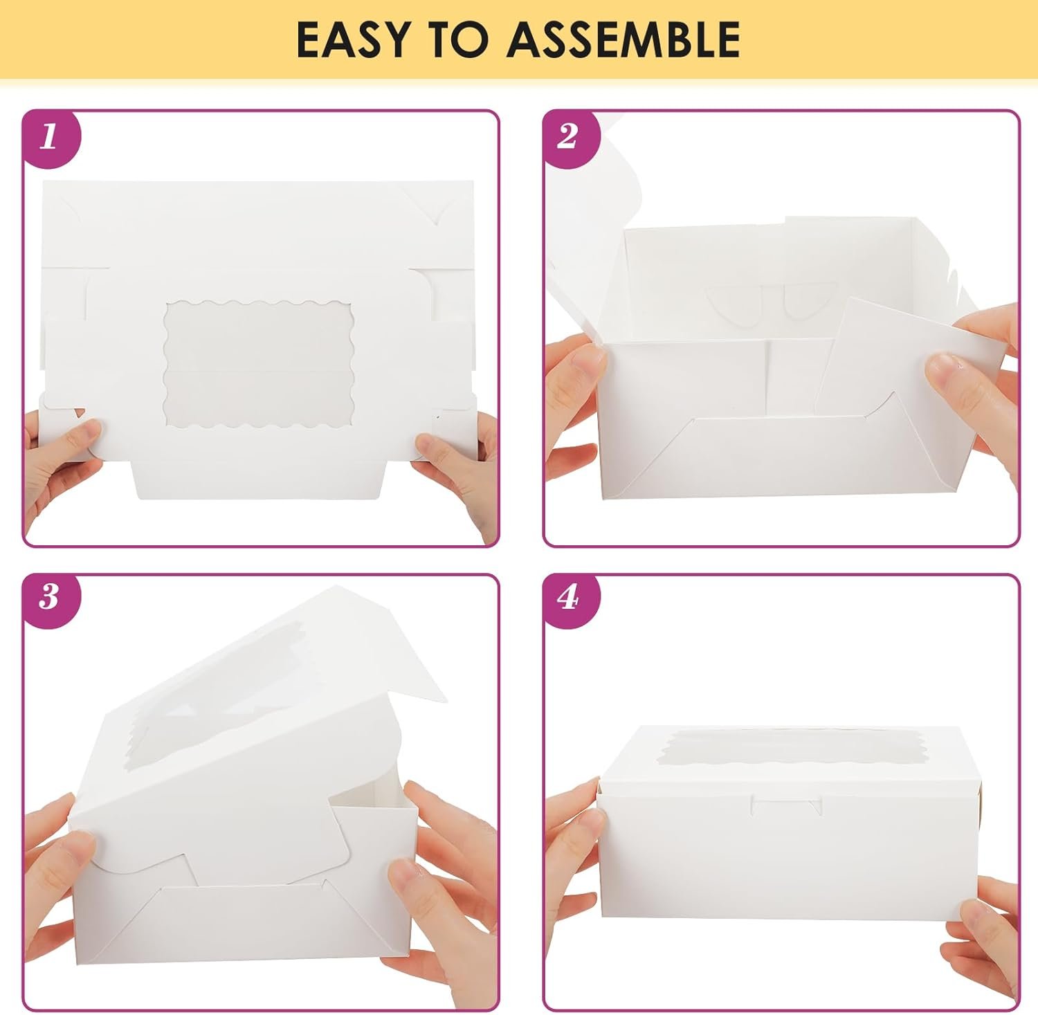 Wholesale 48pcs Cookie Boxes with Window 8x6x2.5 Inch 3 Style Pastry Boxes for Treat Chocolate Covered Strawberries Candy Muffins Donuts Manufacturer