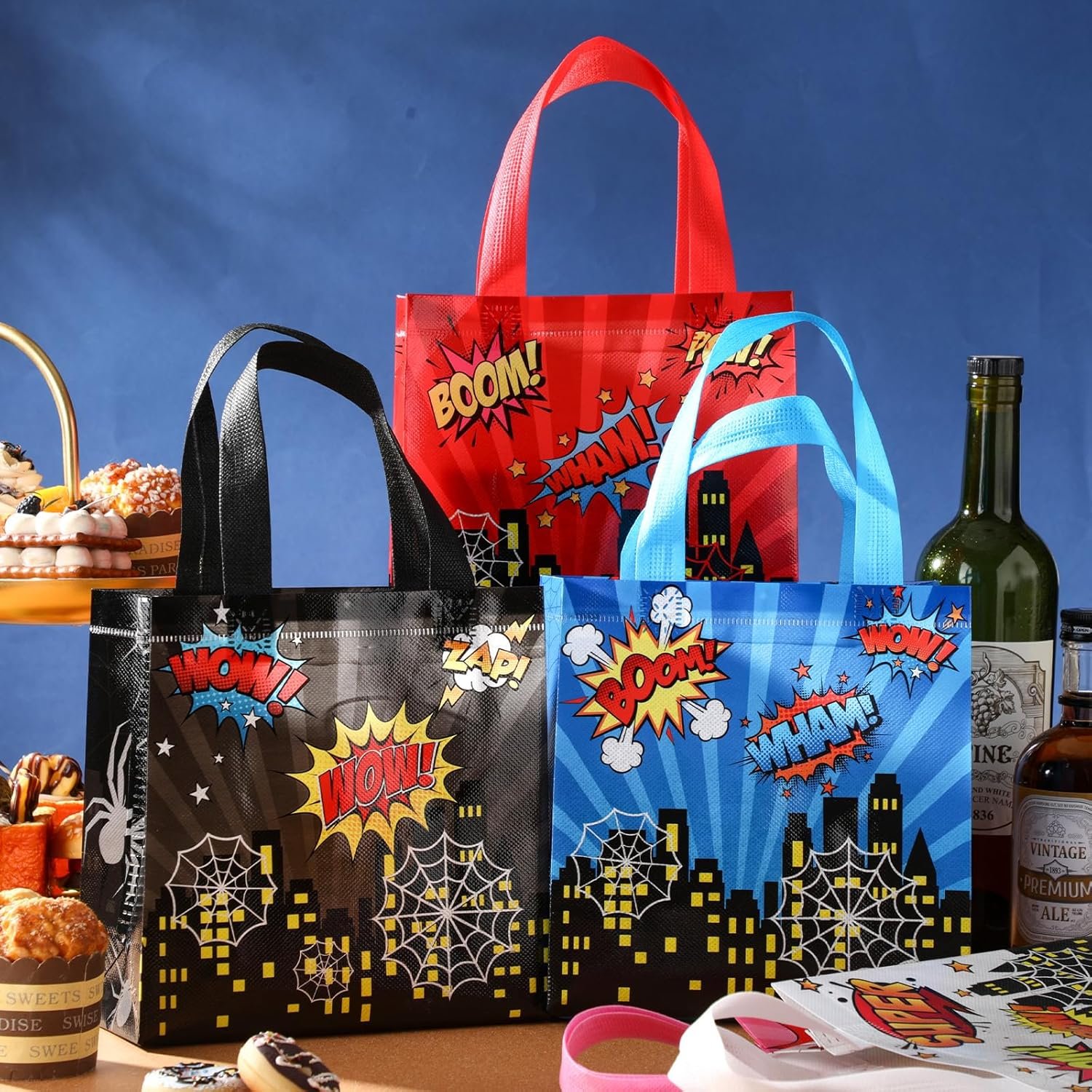 Wholesale 40 Pcs Spider Hero Party Favor Goodie Bags Web Boom Crash Non-woven Reusable Bags with Handles for Birthday Treat Candy Bulk 7.87 x 7.87 x 3.54 Inches Manufacturer Wholesale 40 Pcs Spider Hero Party Favor Goodie Bags Web Boom Crash Non-woven Reusable Bags with Handles for Birthday Treat Candy Bulk 7.87 x 7.87 x 3.54 Inches Manufacturer