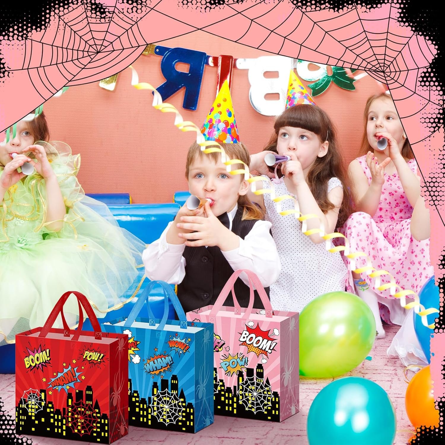 Wholesale 40 Pcs Spider Hero Party Favor Goodie Bags Web Boom Crash Non-woven Reusable Bags with Handles for Birthday Treat Candy Bulk 7.87 x 7.87 x 3.54 Inches Manufacturer Wholesale 40 Pcs Spider Hero Party Favor Goodie Bags Web Boom Crash Non-woven Reusable Bags with Handles for Birthday Treat Candy Bulk 7.87 x 7.87 x 3.54 Inches Manufacturer