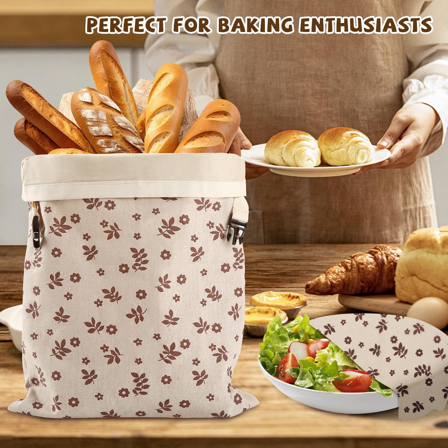 OEM Reusable Organic Linen Beeswax Bread Bags Large Capacity for Sourdough Storage with 3 Beeswax Wraps Baking Accessories Manufacturer