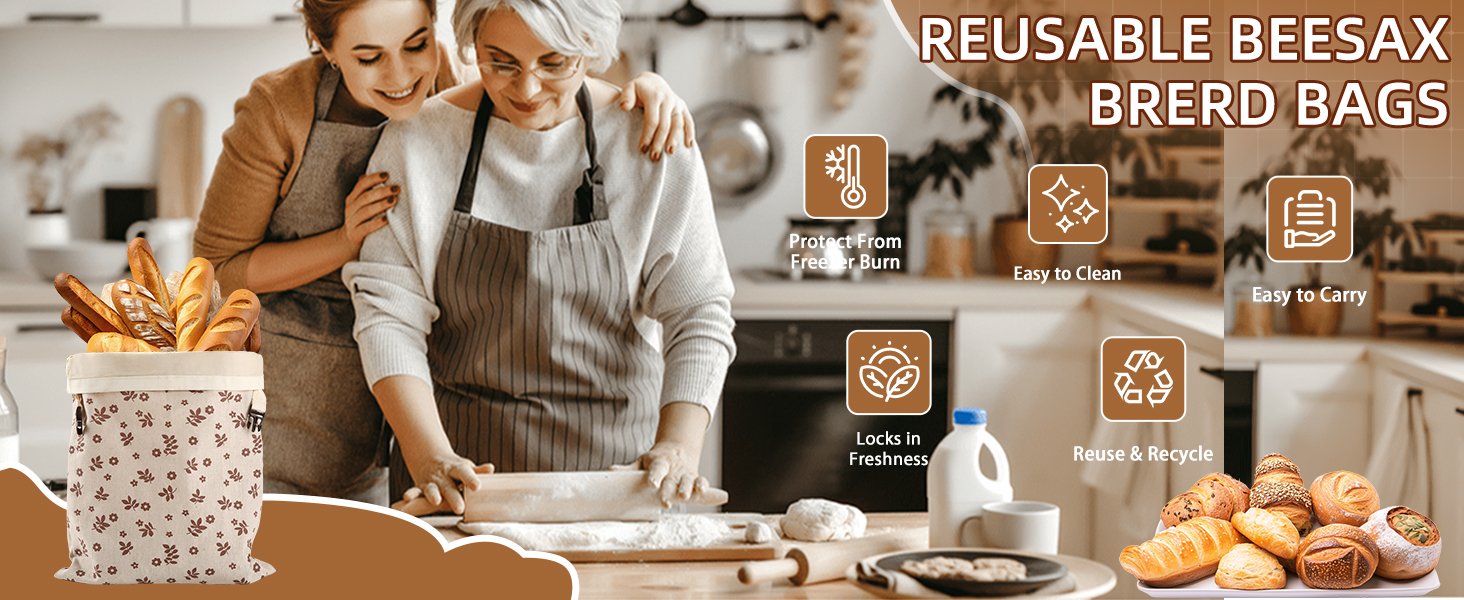 OEM Reusable Organic Linen Beeswax Bread Bags Large Capacity for Sourdough Storage with 3 Beeswax Wraps Baking Accessories Manufacturer