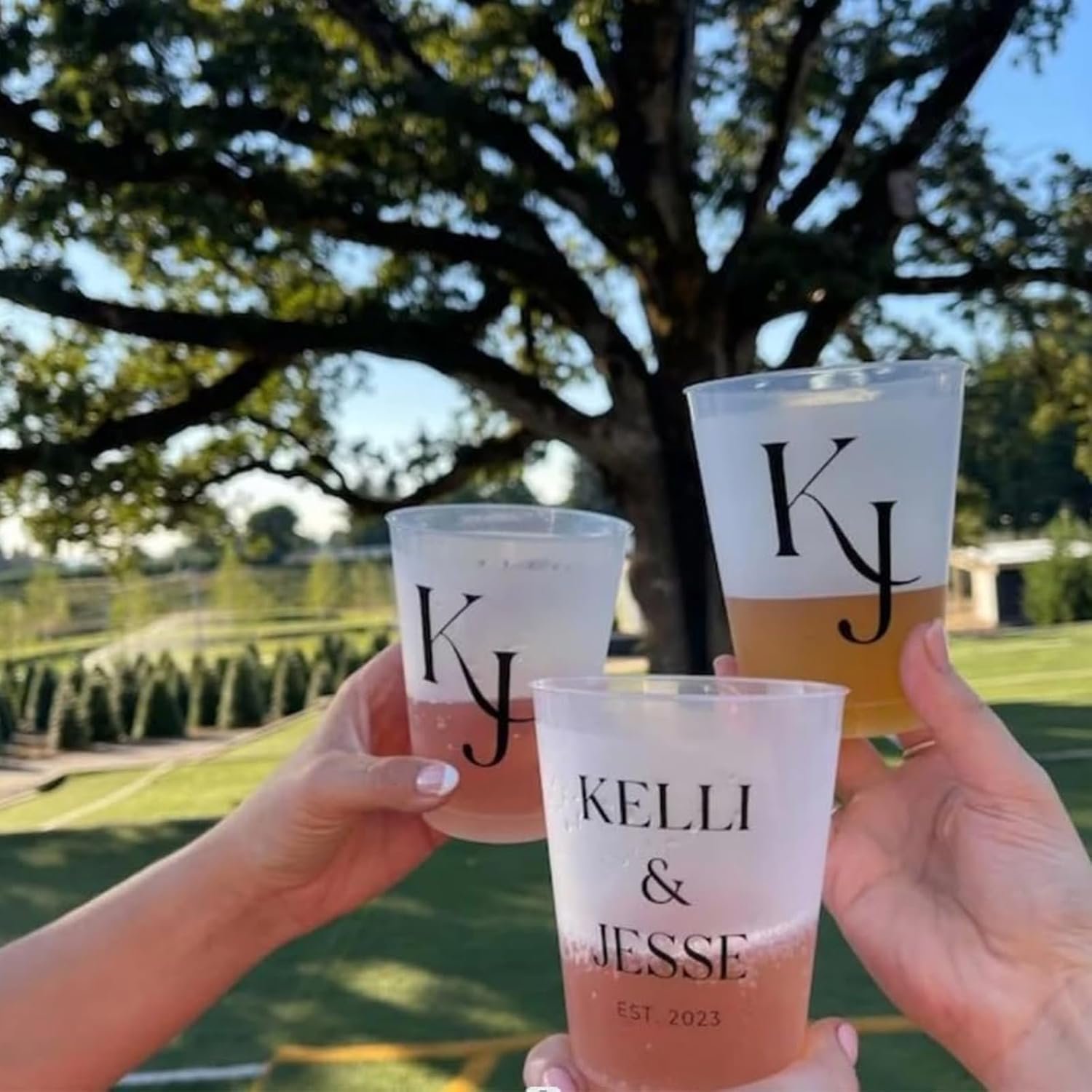 Wholesale 50-Pack Personalized Frosted Shatterproof Cups 7/12/16oz Custom Disposable Reusable Plastic with Custom Design for Wedding Bridal Shower Modern Party (16 oz) Manufacturer