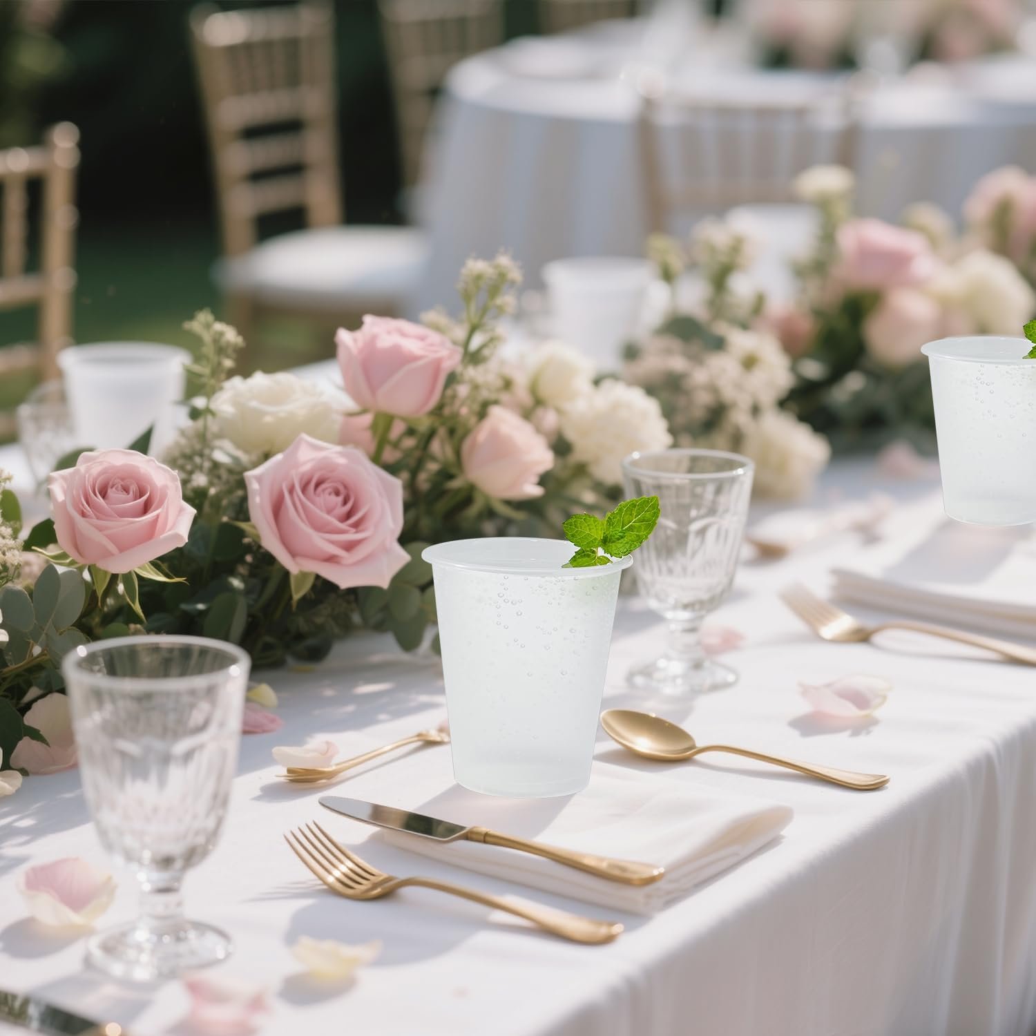 Wholesale 200 Pack 12 Oz Frosted Clear Disposable Plastic Drinking Cups Bulk for Wedding Reception Stadium Birthday Party Supplies Manufacturer