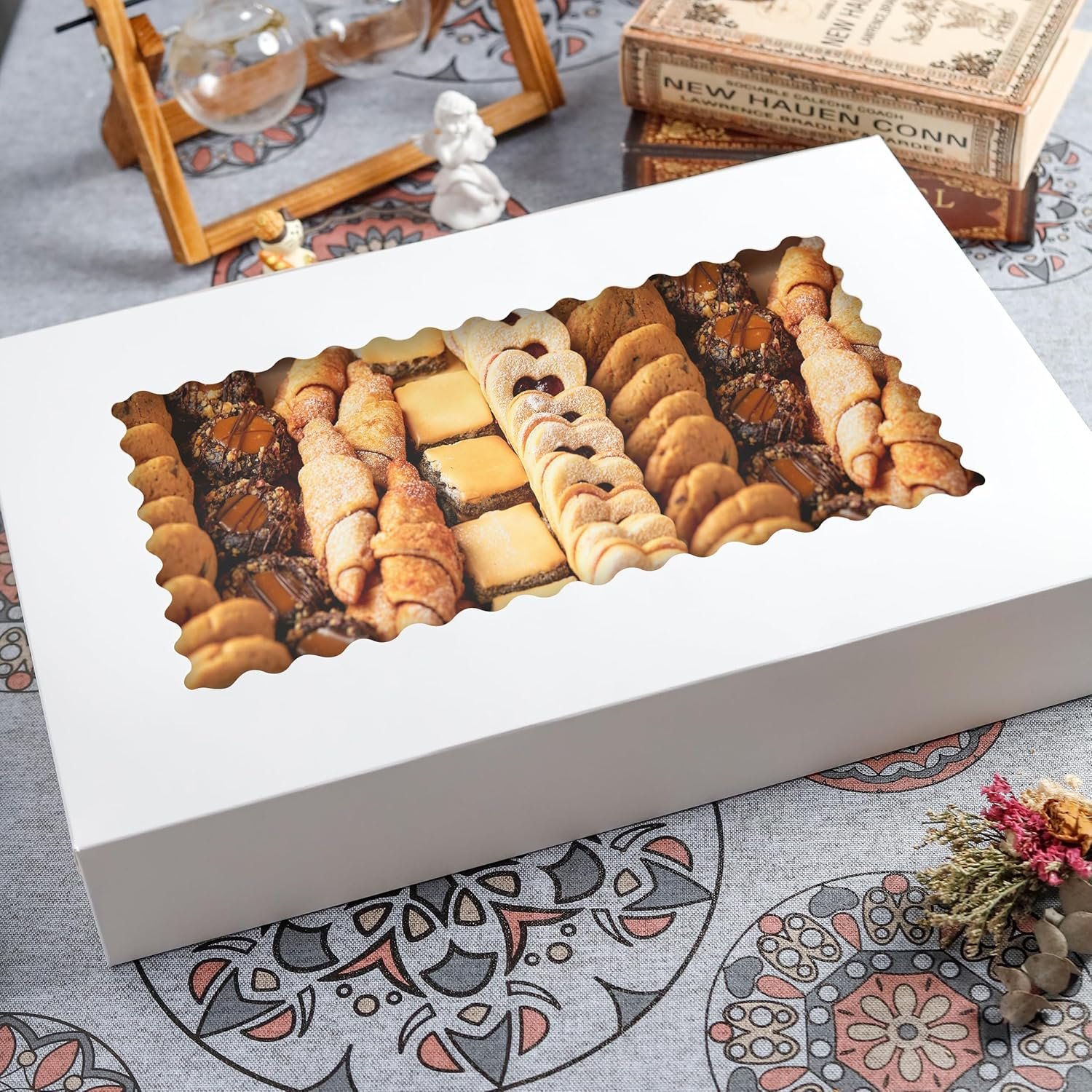 Wholesale 5 Pack Cookie Boxes 16x11x2.5 Inch Bakery Boxes with Window for Treat Packaging Gift Giving Desserts Chocolate Covered Strawberries Donuts Cocoa Bombs Factory