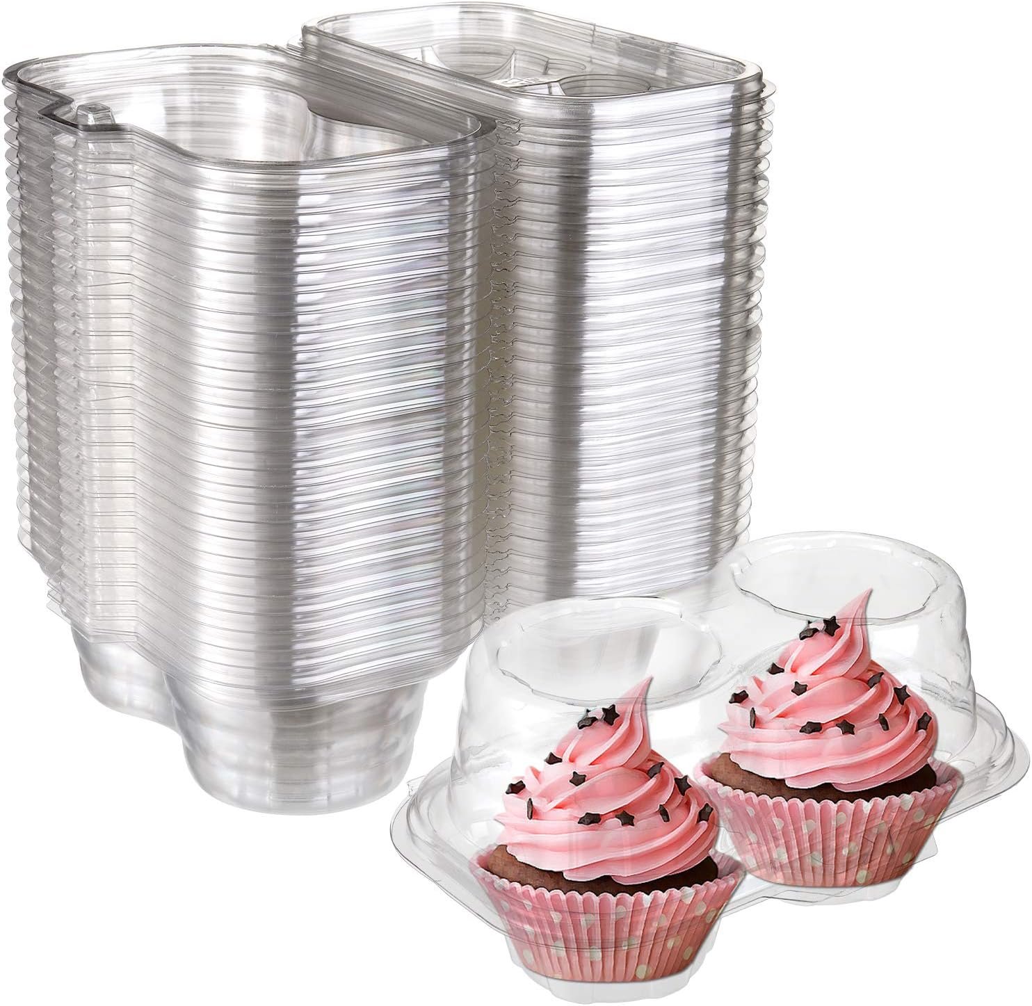 Wholesale 60 Count 2-Compartment Plastic Cupcake Containers Disposable with Connected Airtight Lid Clear Stackable Deep Dome Carrier Holder for Cupcakes Muffins BPA Free Manufacturer Wholesale 60 Count 2-Compartment Plastic Cupcake Containers Disposable with Connected Airtight Lid Clear Stackable Deep Dome Carrier Holder for Cupcakes Muffins BPA Free Manufacturer