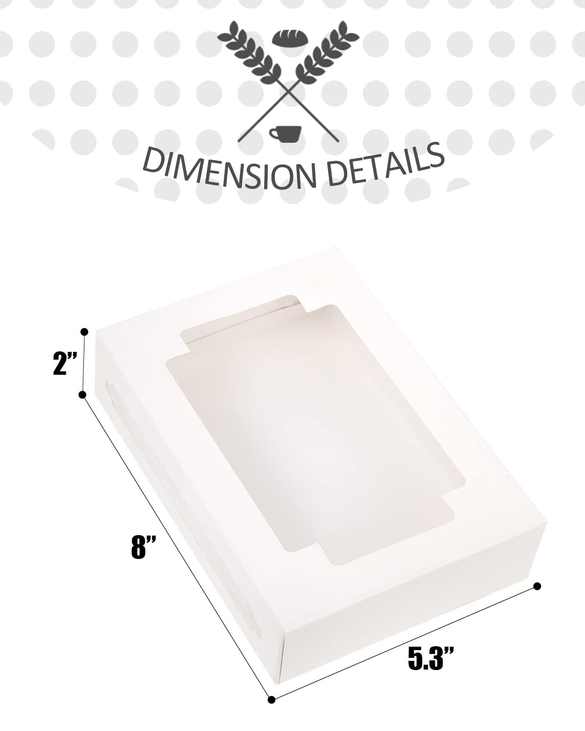 Wholesale 50 Packs 8x5.3x2 Inch White Auto-Pop Folding Cookie Boxes with Window for Gift Giving Bakery Treats Donuts Candies Biscuits Manufacturer