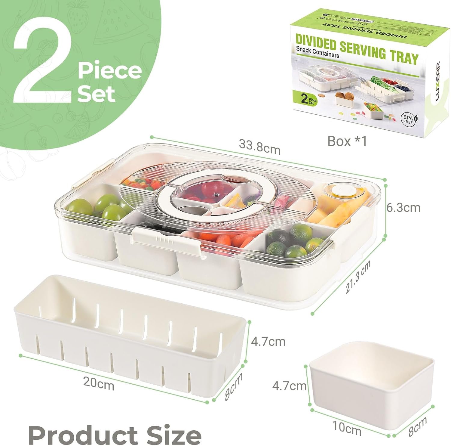 OEM 2Pack 8-Compartment Snackle Box Airtight Leakproof Divided Food Tray with Lid and Handle BPA-Free Dishwasher Safe for Picnic Fridge Travel Party Charcuterie Food Storage Manufacturer OEM 2Pack 8-Compartment Snackle Box Airtight Leakproof Divided Food Tray with Lid and Handle BPA-Free Dishwasher Safe for Picnic Fridge Travel Party Charcuterie Food Storage Manufacturer
