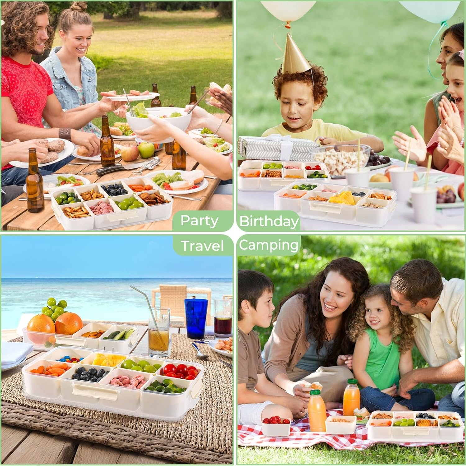 OEM 2Pack 8-Compartment Snackle Box Airtight Leakproof Divided Food Tray with Lid and Handle BPA-Free Dishwasher Safe for Picnic Fridge Travel Party Charcuterie Food Storage Manufacturer OEM 2Pack 8-Compartment Snackle Box Airtight Leakproof Divided Food Tray with Lid and Handle BPA-Free Dishwasher Safe for Picnic Fridge Travel Party Charcuterie Food Storage Manufacturer