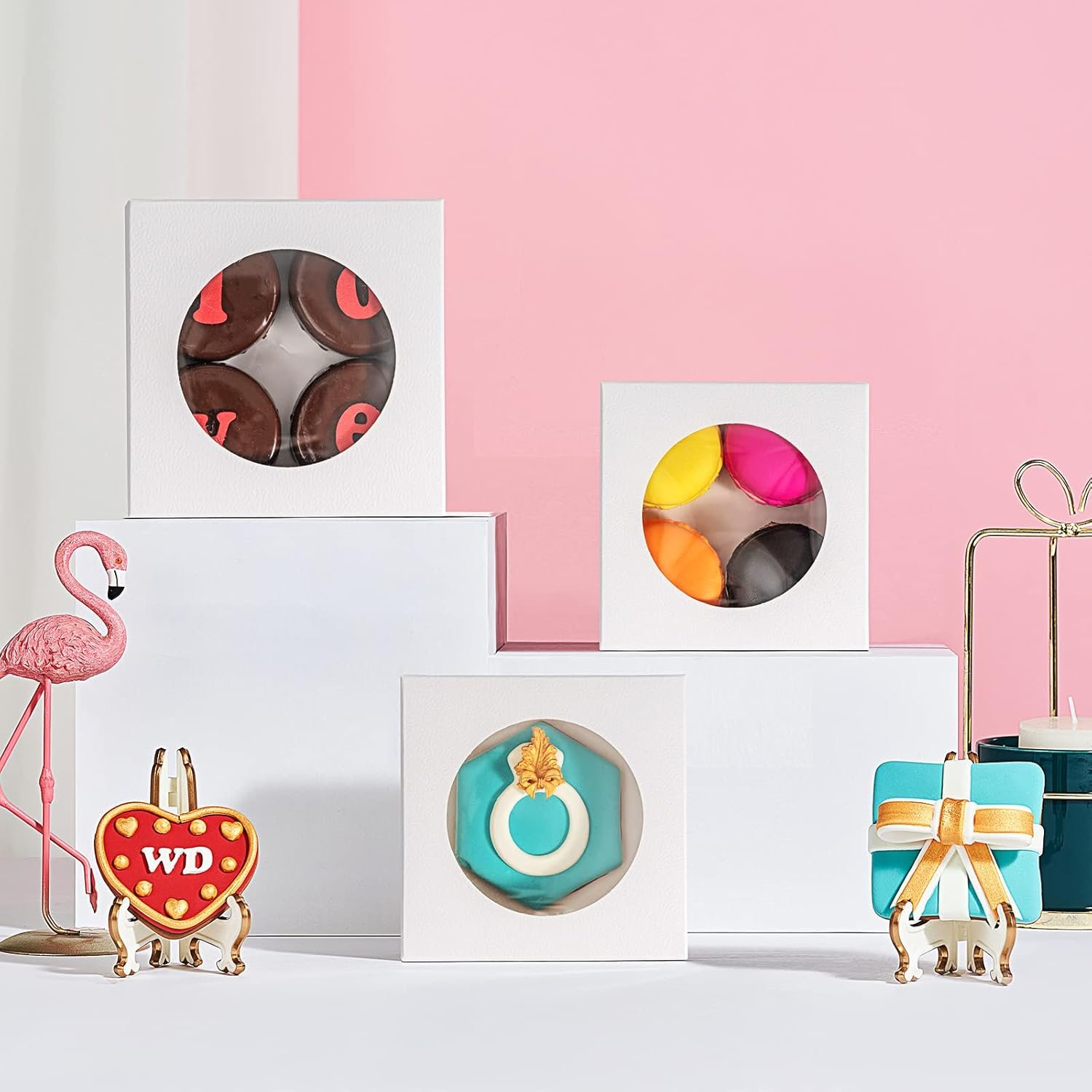 Wholesale Valentine Cookie Gift Boxes with Window 4 3/8