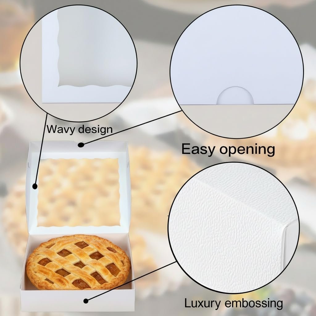 Wholesale 50pcs 9x9x2.5 Inches White Bakery Boxes for Cookies Pies Chocolate Covered Strawberries Breakable Hearts Charcuterie Valentine's Christmas Manufacturer