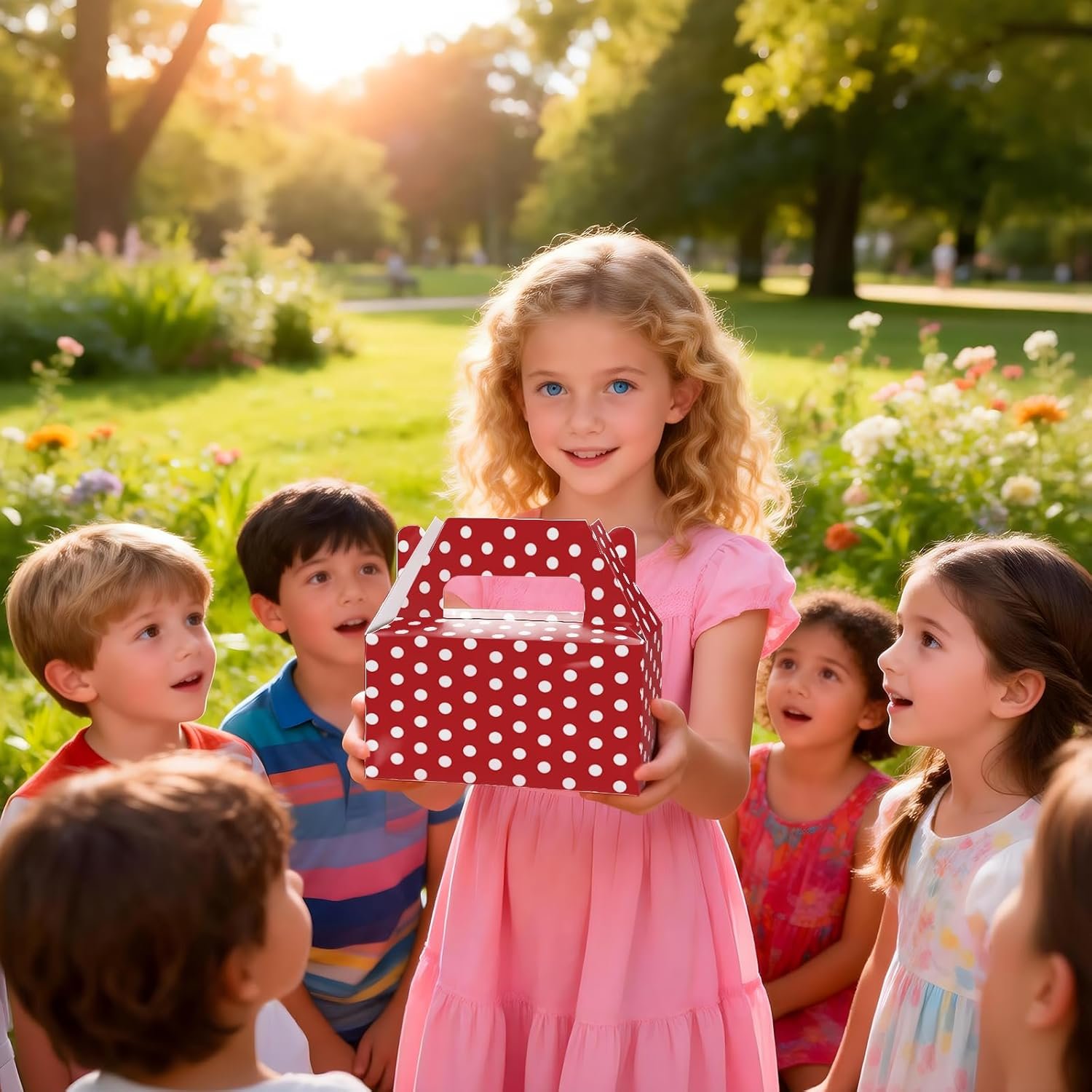 Wholesale 12-Pack Red White Polka Dot Gift Boxes with Handles Candy Treat Boxes for Birthday Baby Shower Bridal Decorations Cookies Cupcakes Snacks Party Supplies Manufacturer