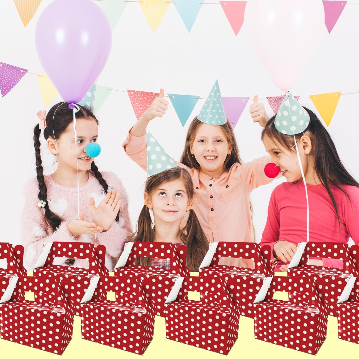 Wholesale 12-Pack Red White Polka Dot Gift Boxes with Handles Candy Treat Boxes for Birthday Baby Shower Bridal Decorations Cookies Cupcakes Snacks Party Supplies Manufacturer