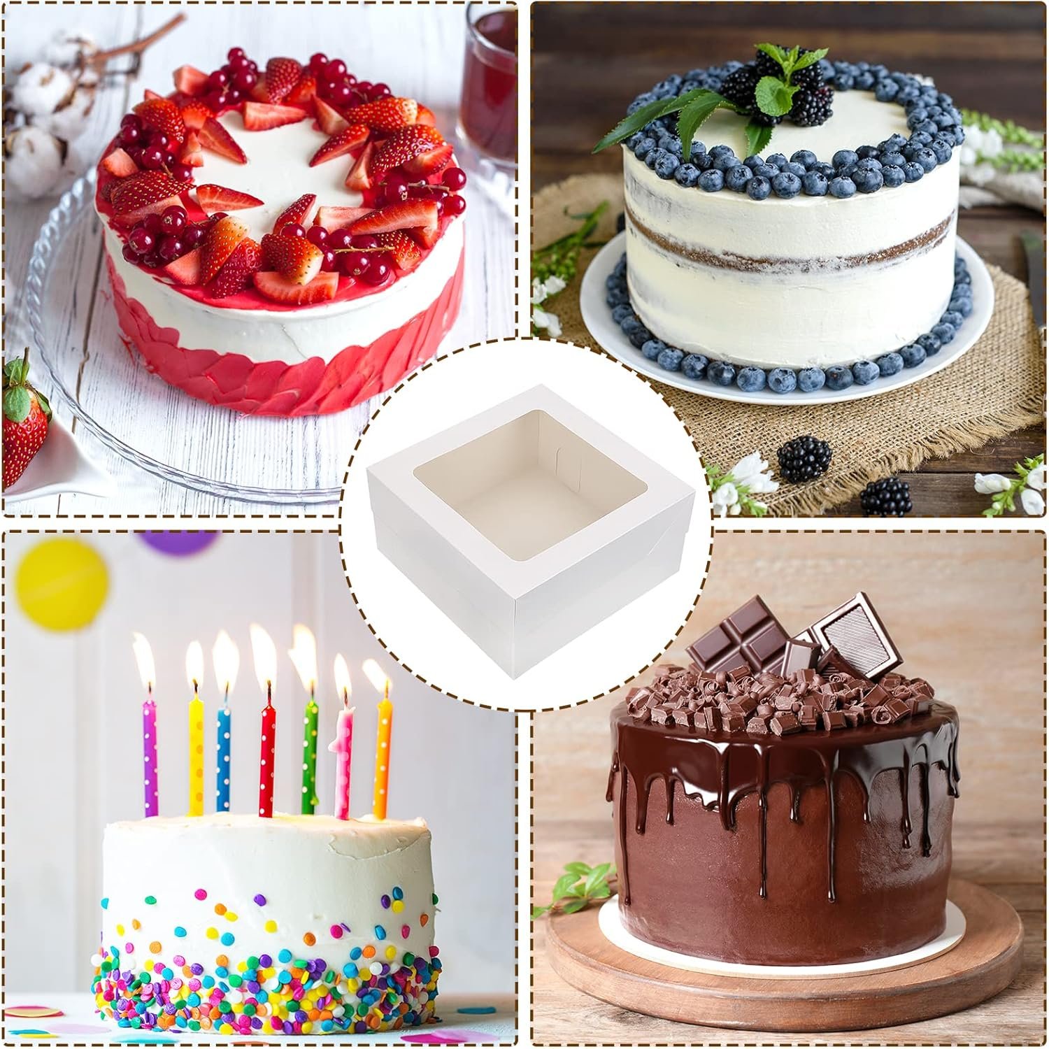 Wholesale 30pcs 12x12x6 Inch Square Bakery Boxes with Window for Pastries Chocolates Cookies Pie Cake Valentine's Day Mother's Day Birthday Party Wedding Easter Manufacturer