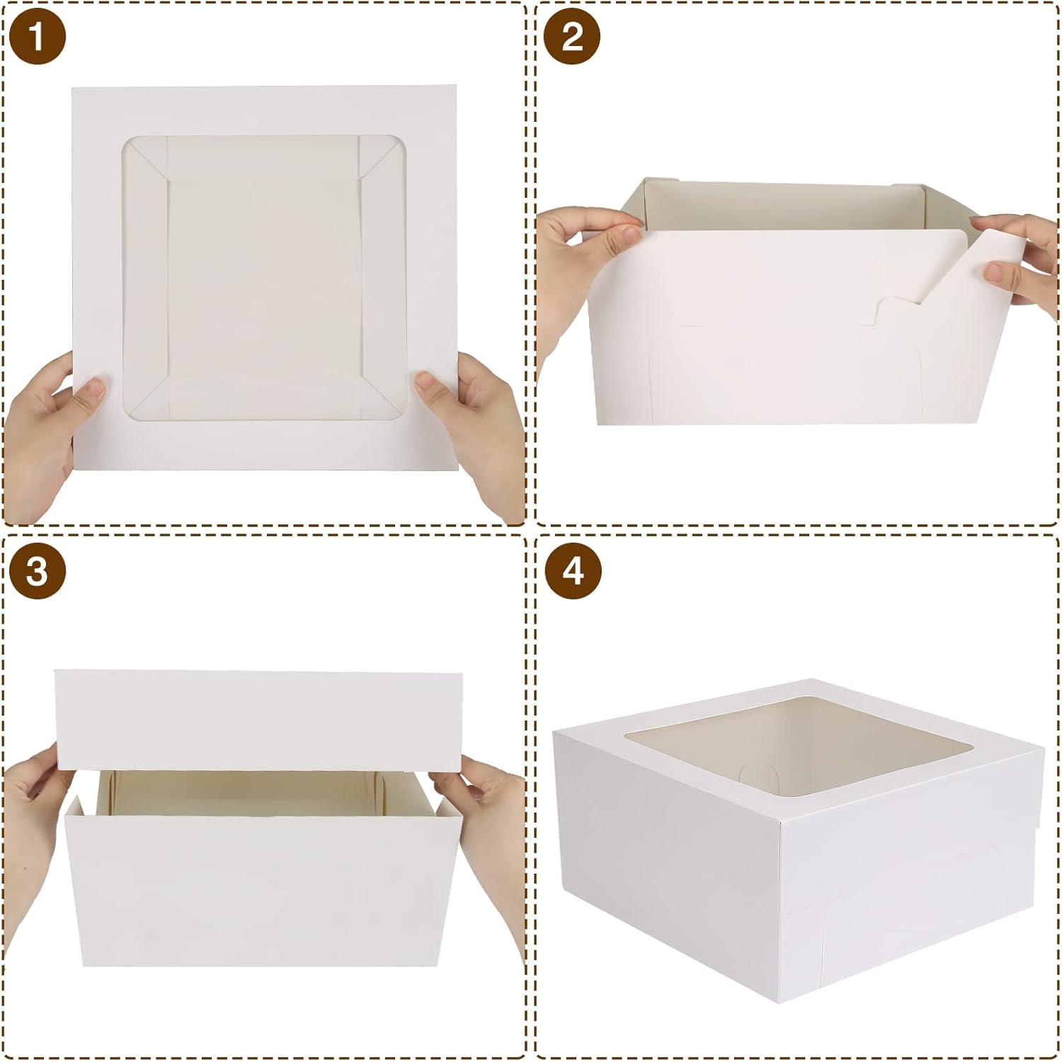 Wholesale 30pcs 12x12x6 Inch Square Bakery Boxes with Window for Pastries Chocolates Cookies Pie Cake Valentine's Day Mother's Day Birthday Party Wedding Easter Manufacturer