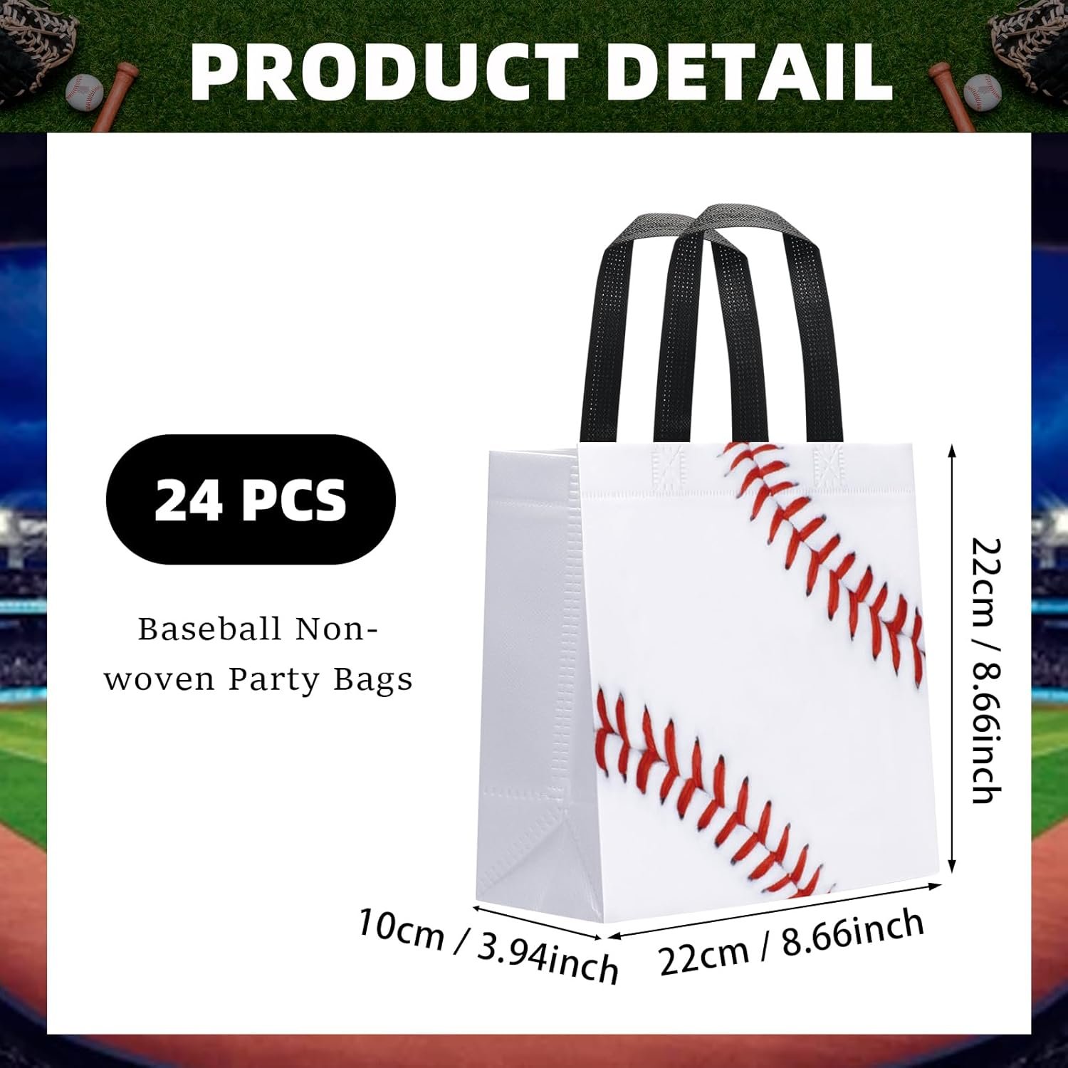 Wholesale 24 PCS Reusable Non-Woven Baseball Gift Bags with Handles Sports Party Favors for Birthday Supplies Manufacturer