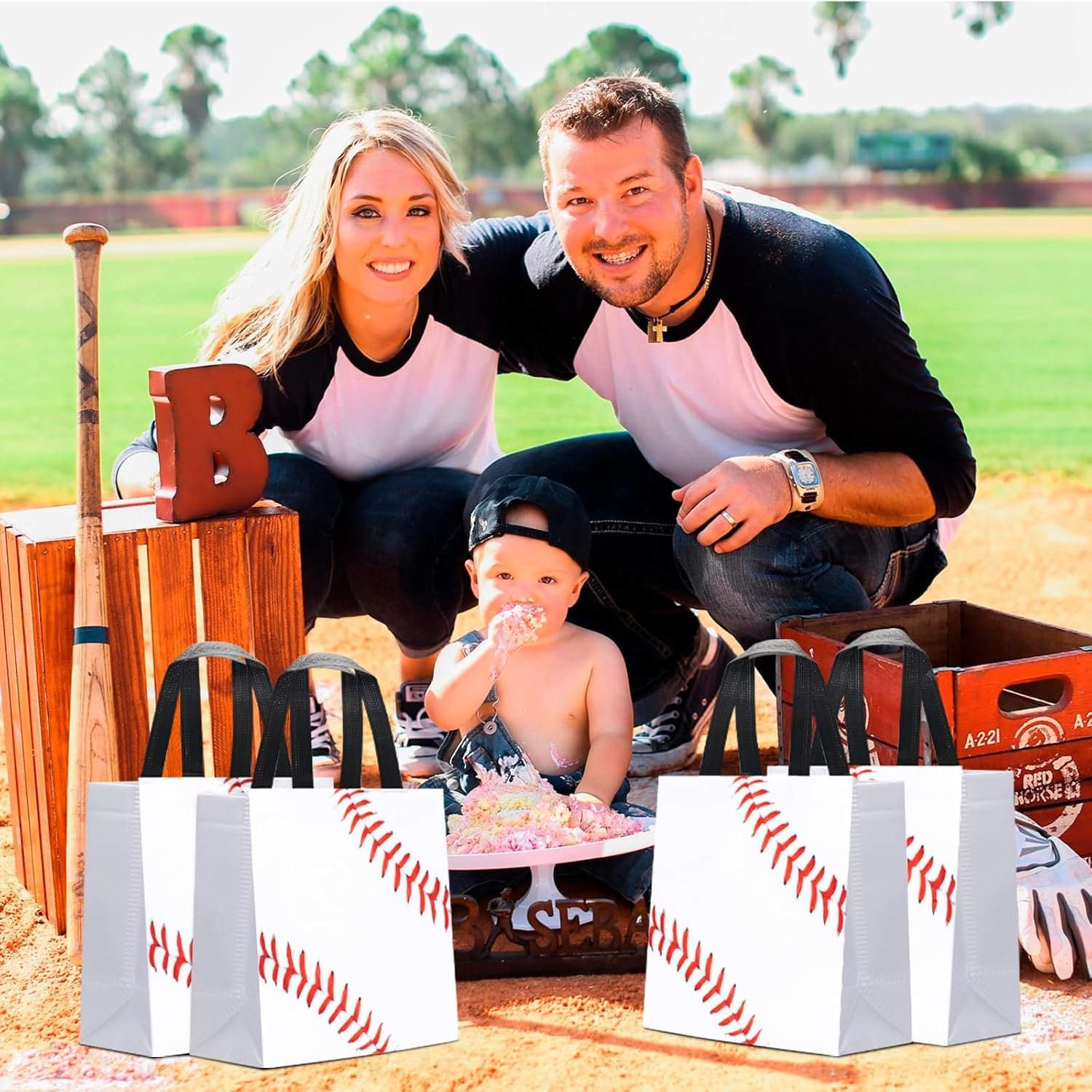 Wholesale 24 PCS Reusable Non-Woven Baseball Gift Bags with Handles Sports Party Favors for Birthday Supplies Manufacturer