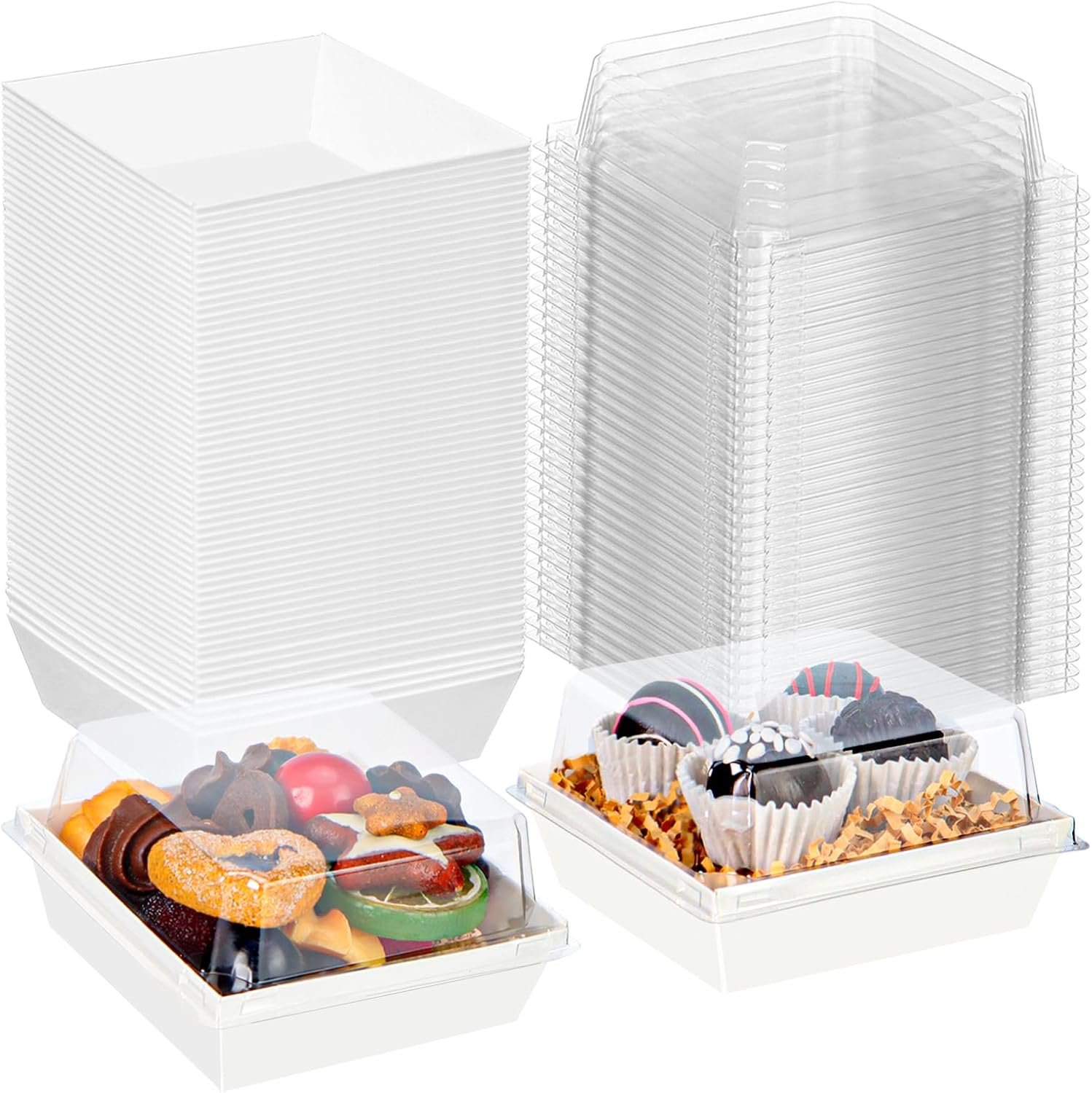 Wholesale 100 Pack 4 Inch Charcuterie Boxes with Clear Lids for Bakery Chocolate Covered Strawberries Mini Cakes Pies Manufacturer