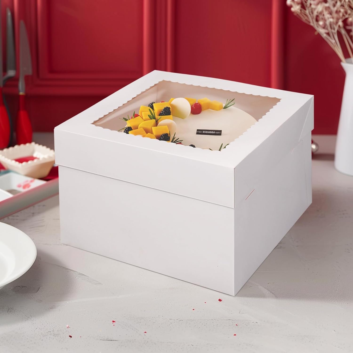 Wholesale 12x12x8 Inches White Bakery Boxes with Window 10 Pack Large Square Cake Containers Manufacturer