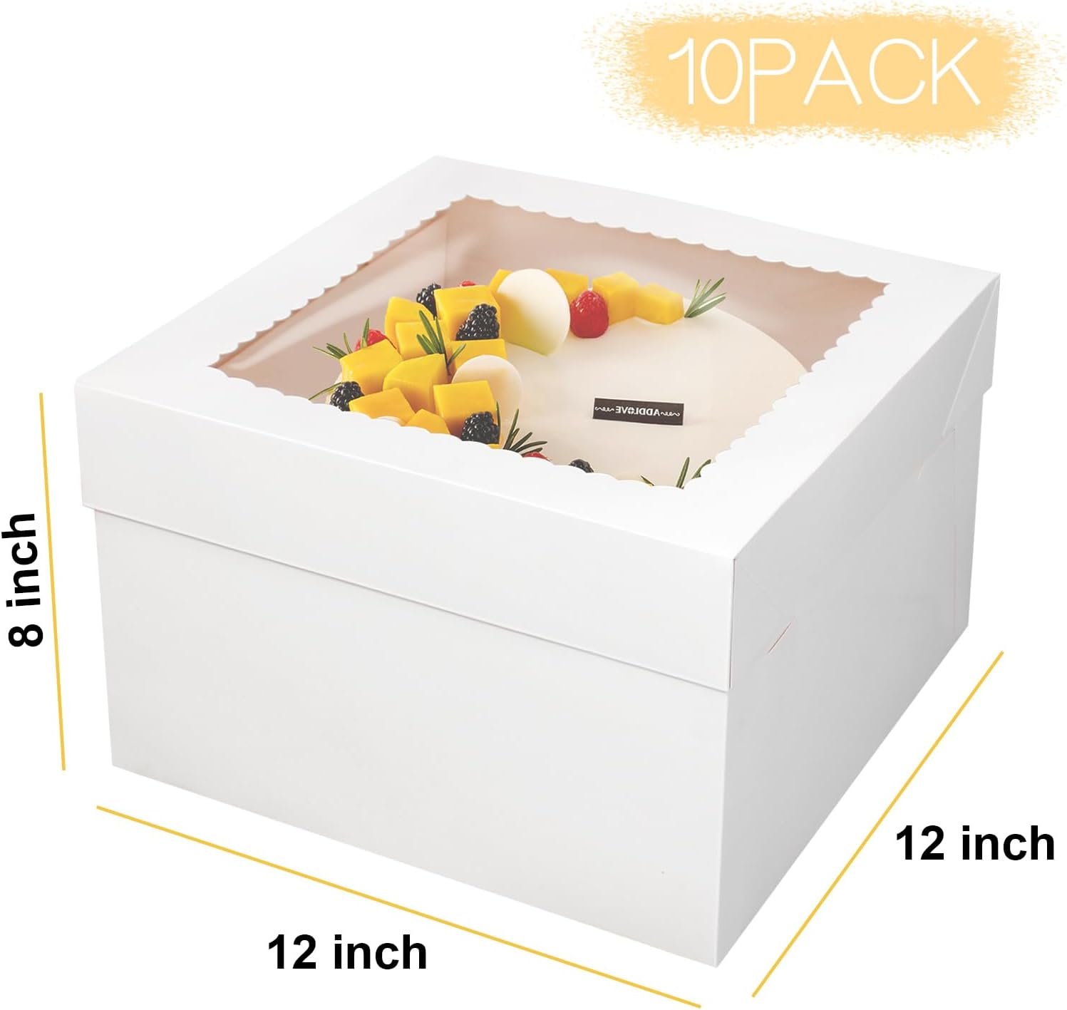 Wholesale 12x12x8 Inches White Bakery Boxes with Window 10 Pack Large Square Cake Containers Manufacturer