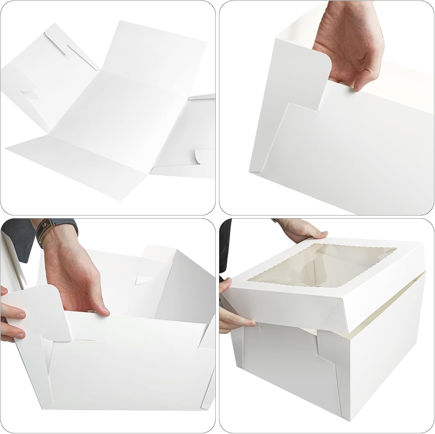 Wholesale 12x12x8 Inches White Bakery Boxes with Window 10 Pack Large Square Cake Containers Manufacturer