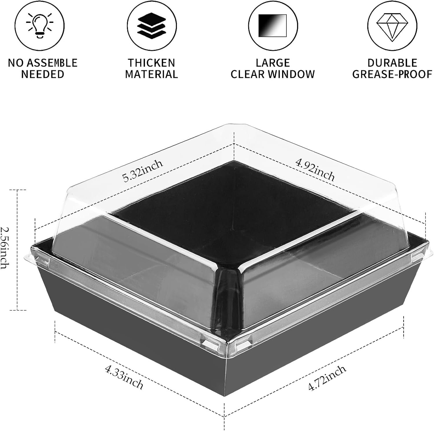 Wholesale Small Charcuterie Boxes with Clear Lids 5 Inches To Go Paper Disposable Food Containers for Bakery Desserts Sandwiches Cookies Pastries Cake Slices Black 50ct Manufacturer Wholesale Small Charcuterie Boxes with Clear Lids 5 Inches To Go Paper Disposable Food Containers for Bakery Desserts Sandwiches Cookies Pastries Cake Slices Black 50ct Manufacturer