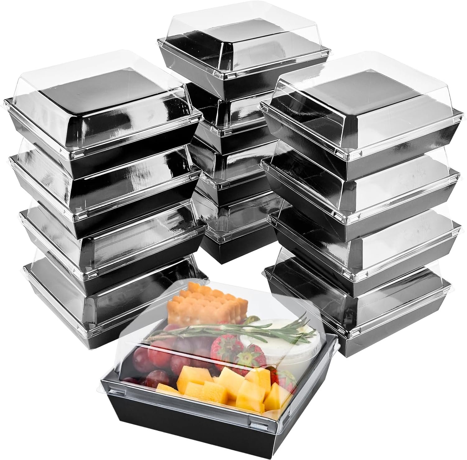 Wholesale Small Charcuterie Boxes with Clear Lids 5 Inches To Go Paper Disposable Food Containers for Bakery Desserts Sandwiches Cookies Pastries Cake Slices Black 50ct Manufacturer Wholesale Small Charcuterie Boxes with Clear Lids 5 Inches To Go Paper Disposable Food Containers for Bakery Desserts Sandwiches Cookies Pastries Cake Slices Black 50ct Manufacturer