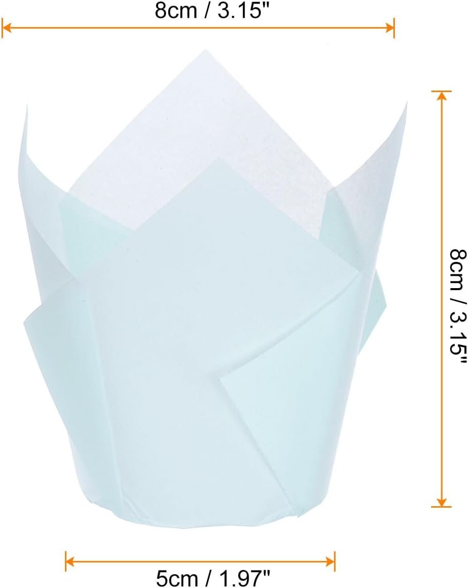 Wholesale 50pcs Tulip Cupcake Liners Greaseproof Baking Cups Paper Cupcake Wrappers for Parties Weddings Birthdays Blue Manufacturer
