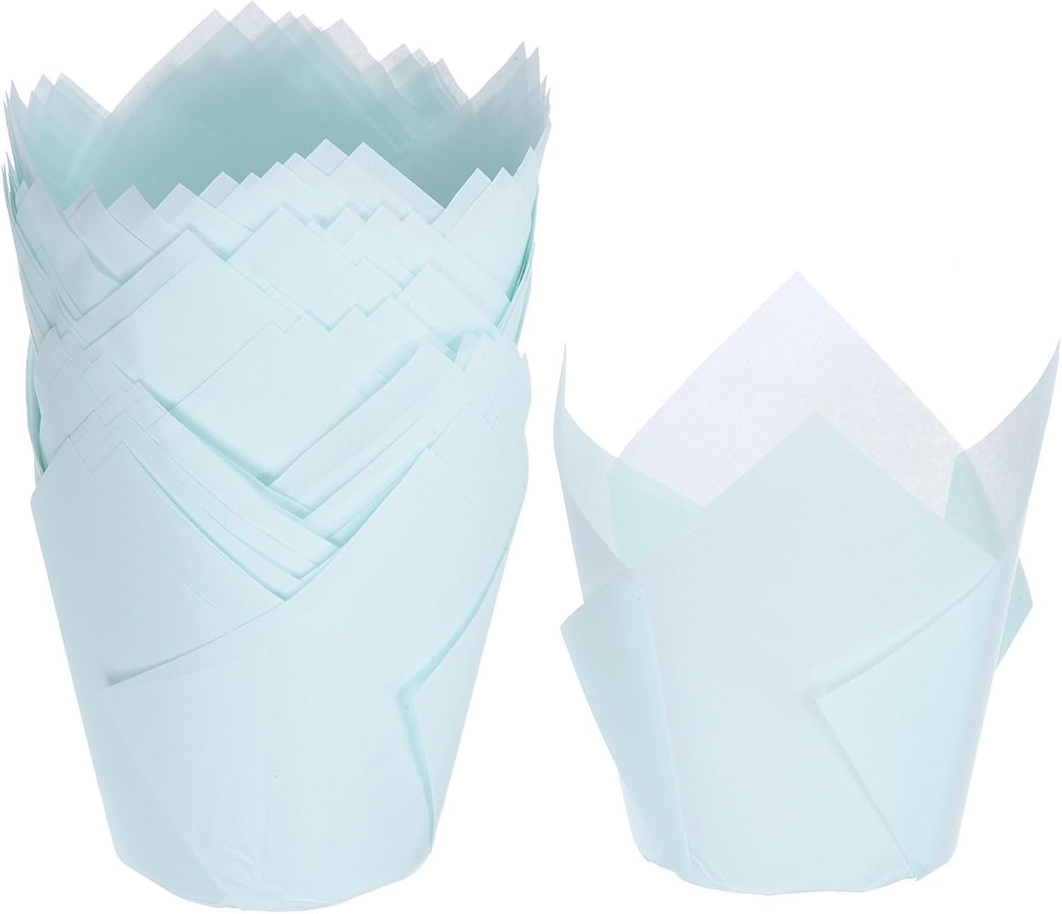 Wholesale 50pcs Tulip Cupcake Liners Greaseproof Baking Cups Paper Cupcake Wrappers for Parties Weddings Birthdays Blue Manufacturer
