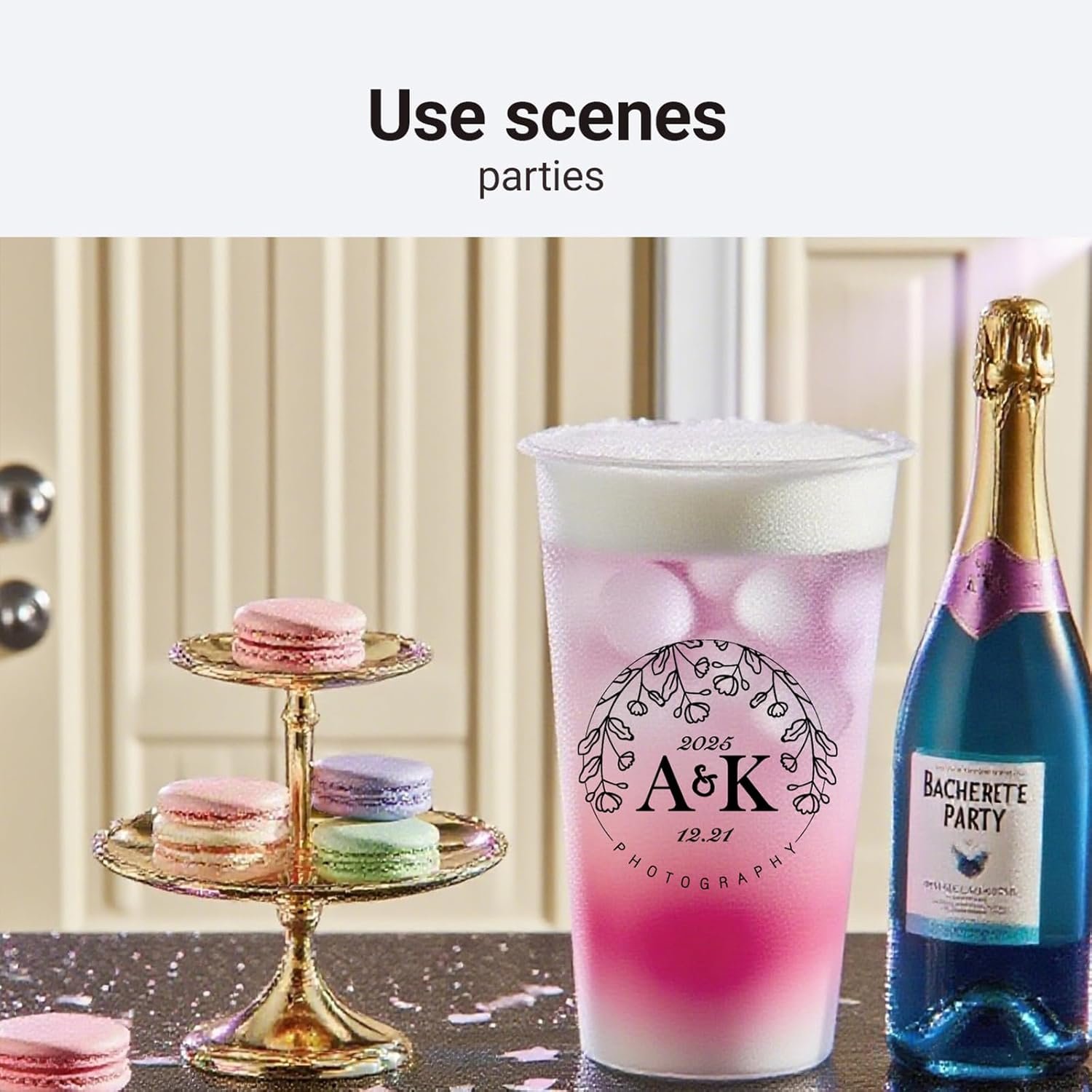 Wholesale 12oz Custom Printed Frosted Plastic Disposable Reusable Party Cups Personalized with Logo for Weddings Bridal Showers Manufacturer