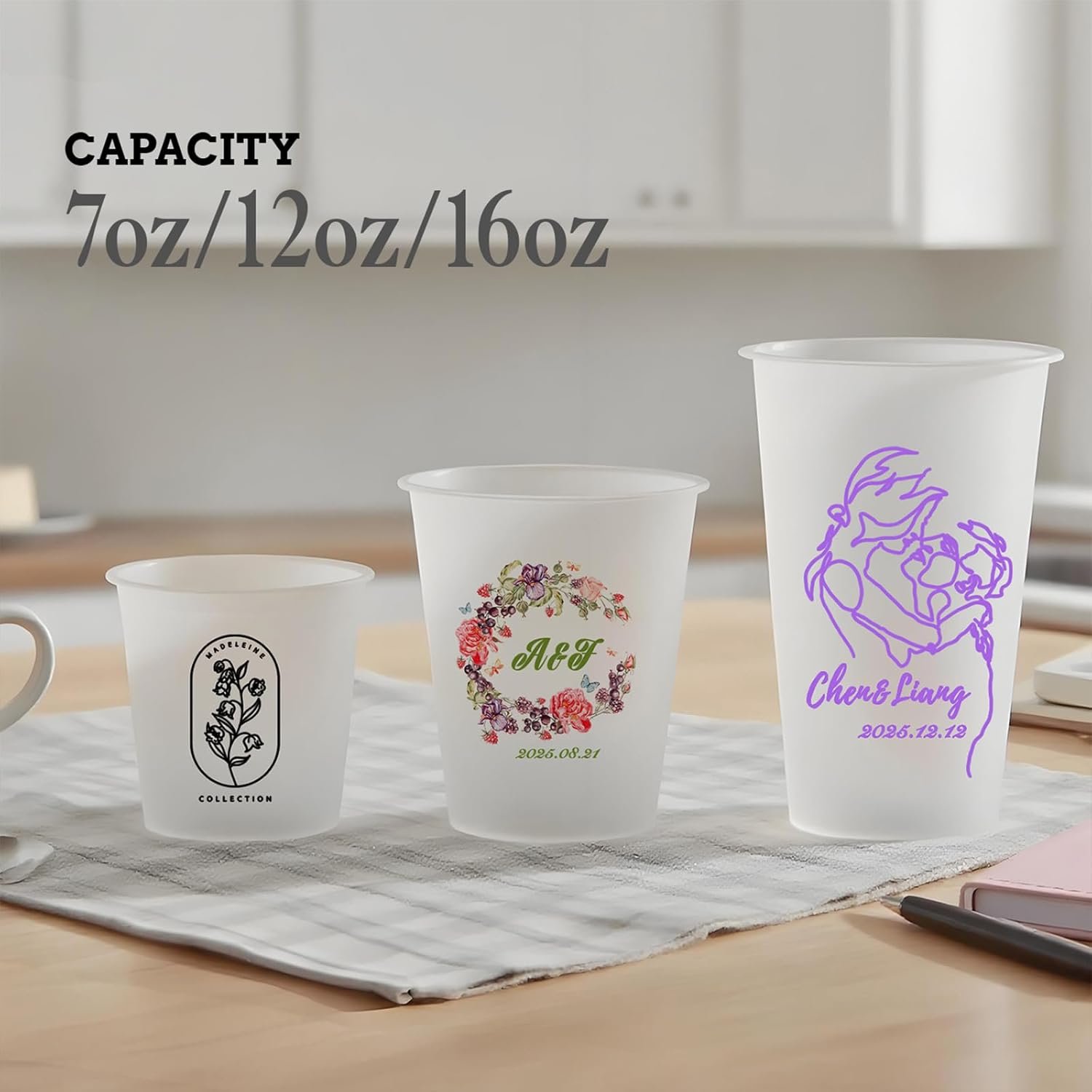 Wholesale 12oz Custom Printed Frosted Plastic Disposable Reusable Party Cups Personalized with Logo for Weddings Bridal Showers Manufacturer