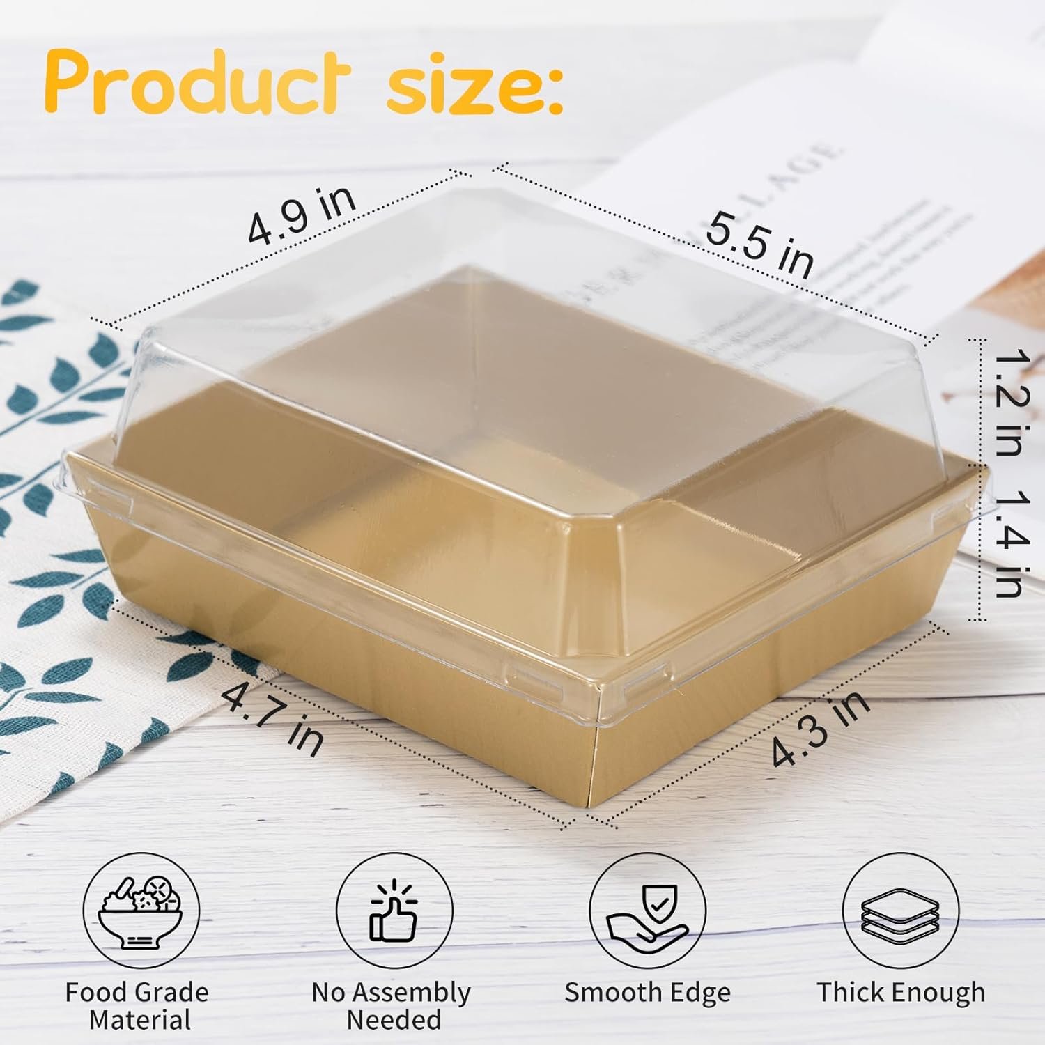 Wholesale 20 Pack Charcuterie Boxes with Clear Lids Square Disposable Paper Food Containers for Bakery Strawberries Cake Slices Donuts Parties Weddings Valentines Outdoors Home Use Gold Manufacturer