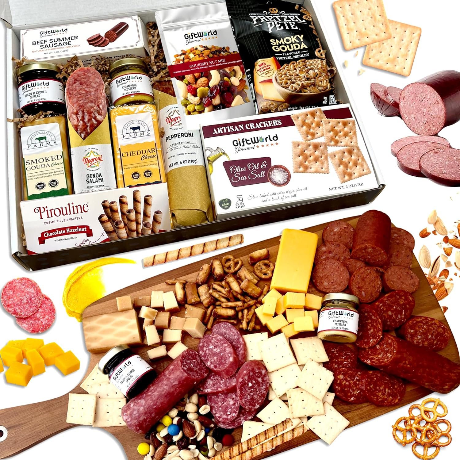 Wholesale Deluxe Meat and Cheese Gift Basket Gourmet Charcuterie Assortment 11-Item Bundle for Business Congratulations Care Packages Tailgating Holidays Manufacturer