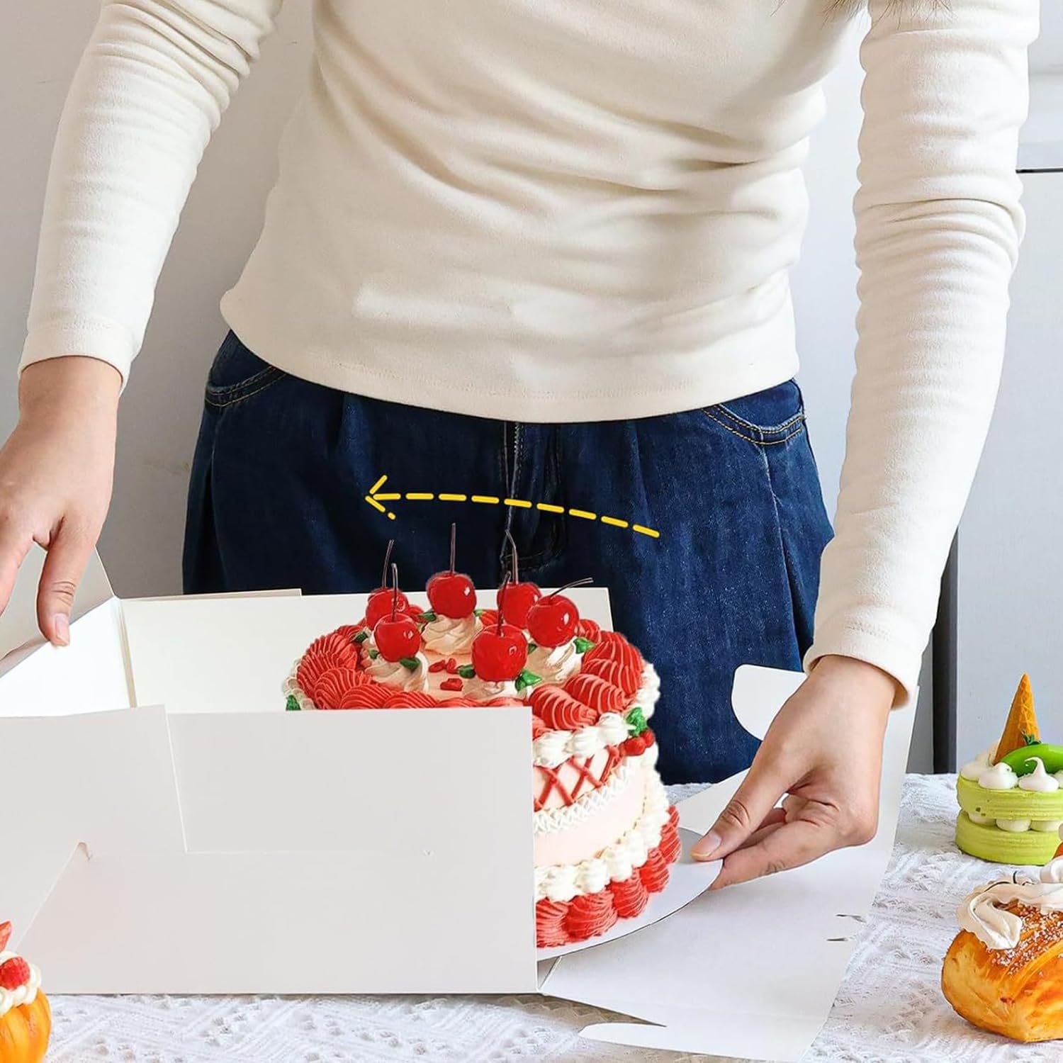 Wholesale 2 Pack Large White Square Bakery Cake Boxes with Window and Ribbons 12x12x12 Inch Tall for Weddings Birthdays Decorating Manufacturer Wholesale 2 Pack Large White Square Bakery Cake Boxes with Window and Ribbons 12x12x12 Inch Tall for Weddings Birthdays Decorating Manufacturer