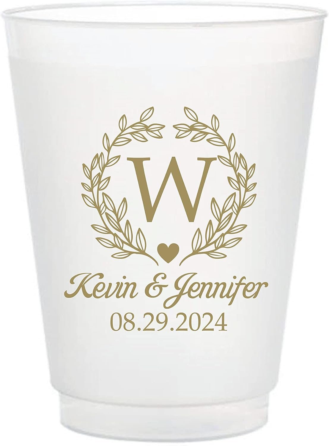 Private Label Personalized Elegant Monogram 16oz Translucent Frosted Flex Cups for Wedding Anniversary Engagement Party Favors Durable Disposable BPA-Free Manufacturer