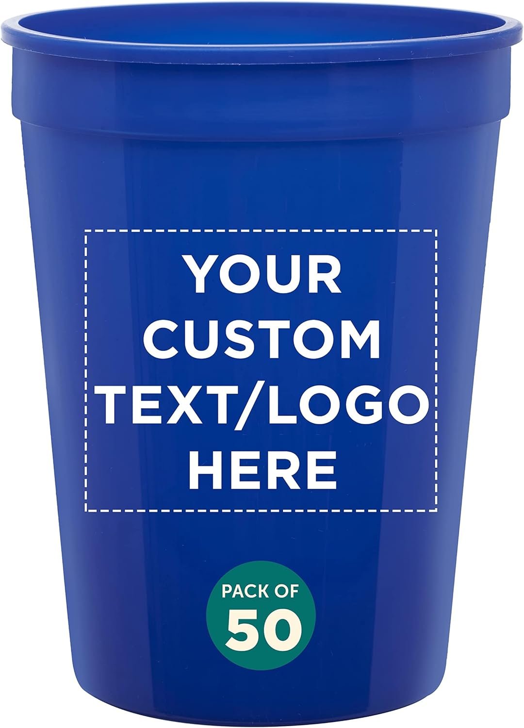 Private Label Custom Disposable Plastic Cups 12 oz Set of 50 Personalized Bulk Pack for Summer Sporting Events Birthdays Weddings Picnics Beach Parties Reflex Blue Manufacturer