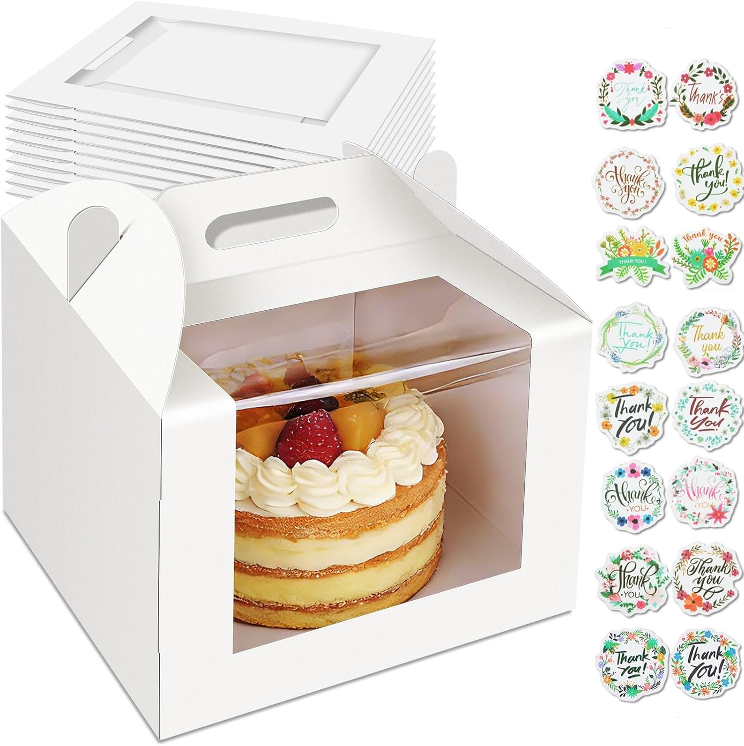 Wholesale 10 Pcs 10x10x8 Inch Cake Boxes with Handle and Window for Tier Cakes Bakery Takeout Containers White Large Carriers for Wedding Birthday Party Manufacturer